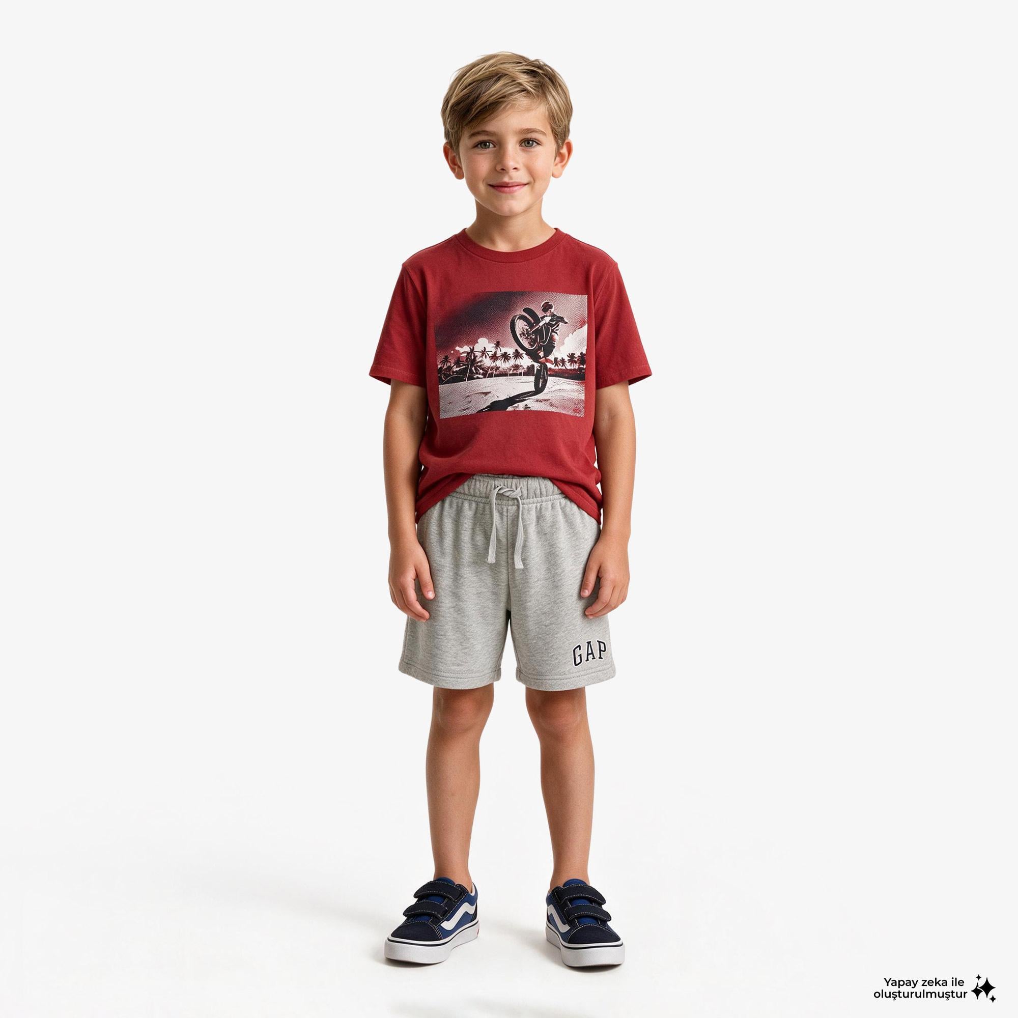 Gap Havlu Kumaş Relaxed Fit Çocuk Gri Şort