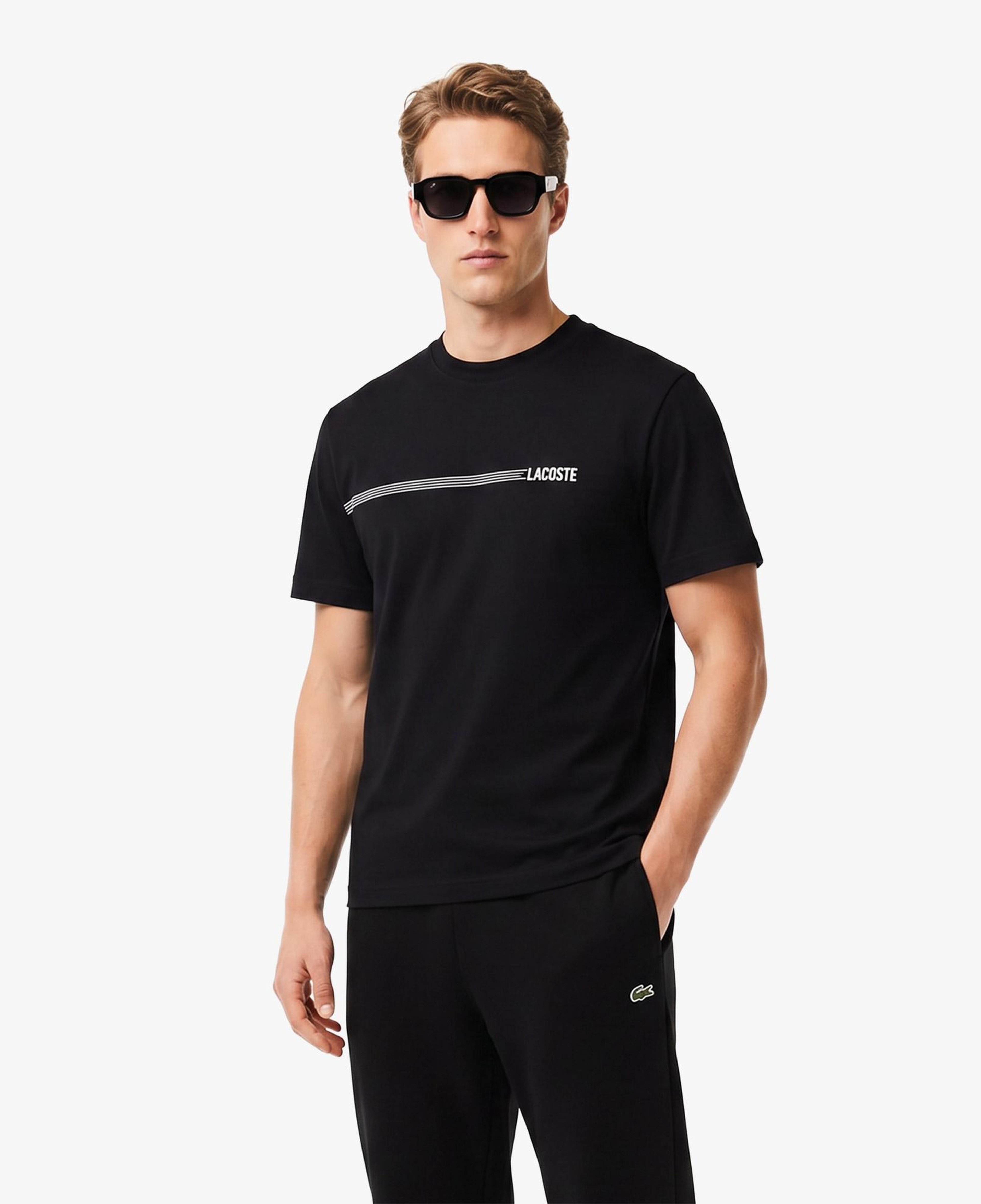 Erkek Relaxed Fit Bisiklet Yaka Baskılı Siyah T-Shirt