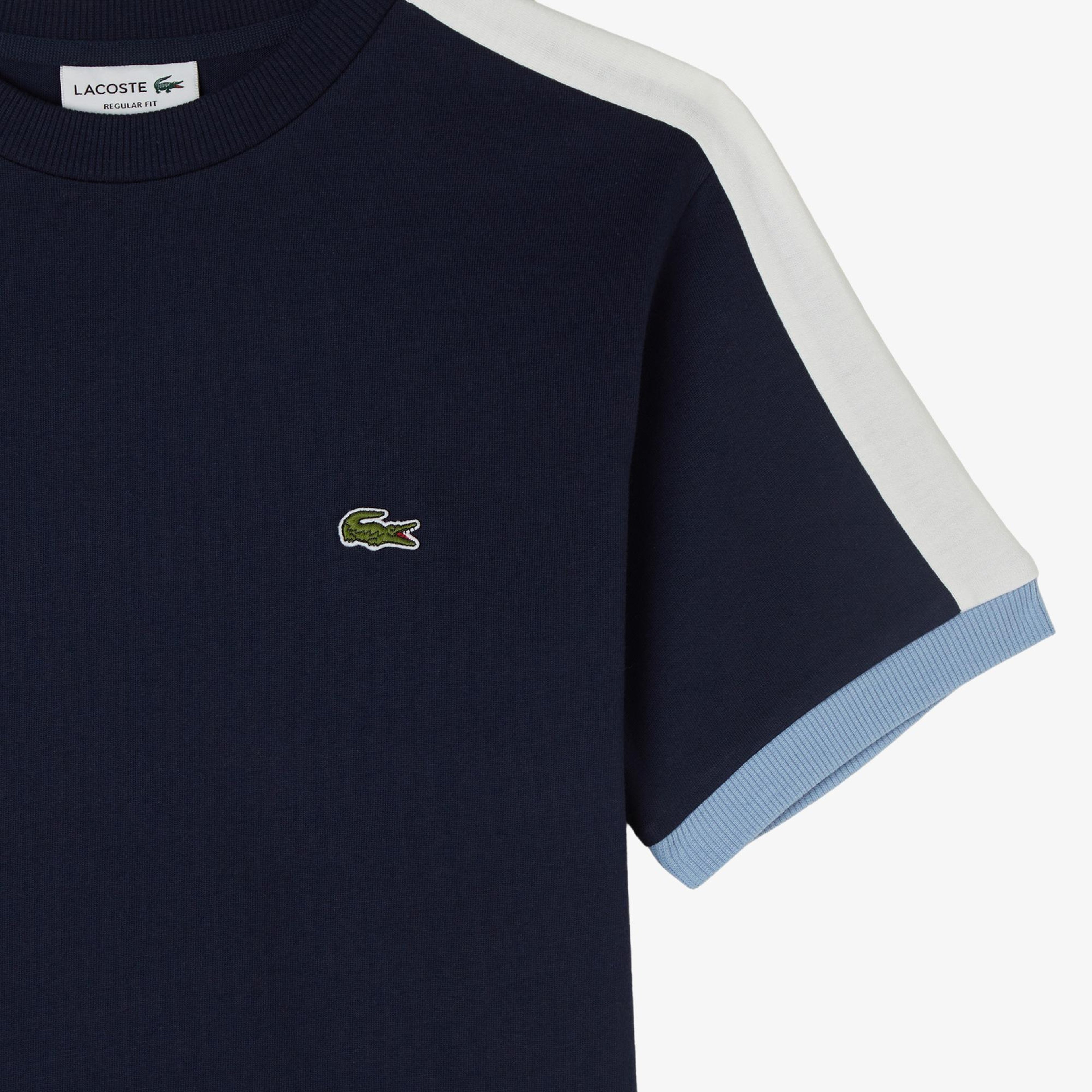 Erkek Regular Fit Bisiklet Yaka Renk Bloklu Lacivert T-Shirt