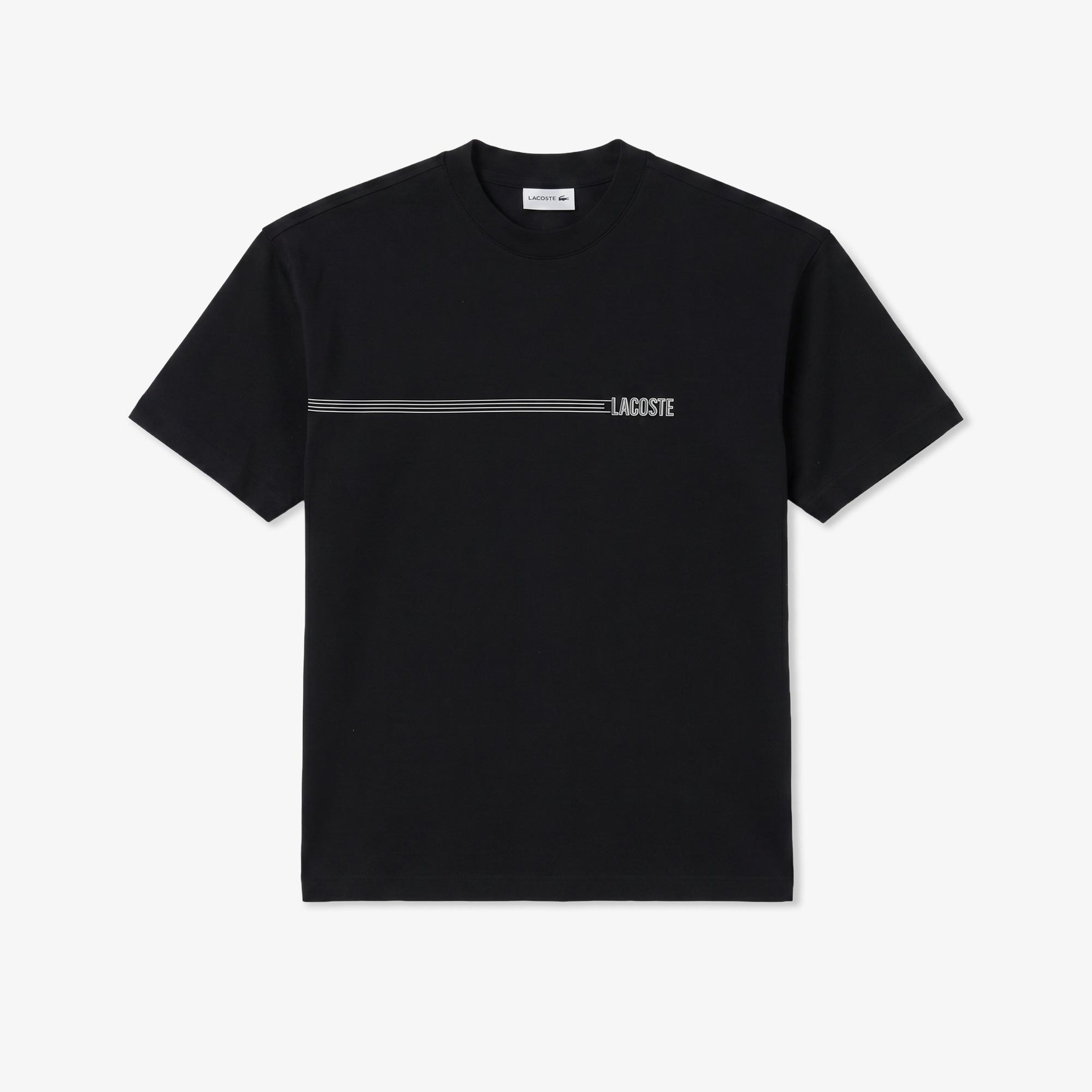 Erkek Relaxed Fit Bisiklet Yaka Baskılı Siyah T-Shirt