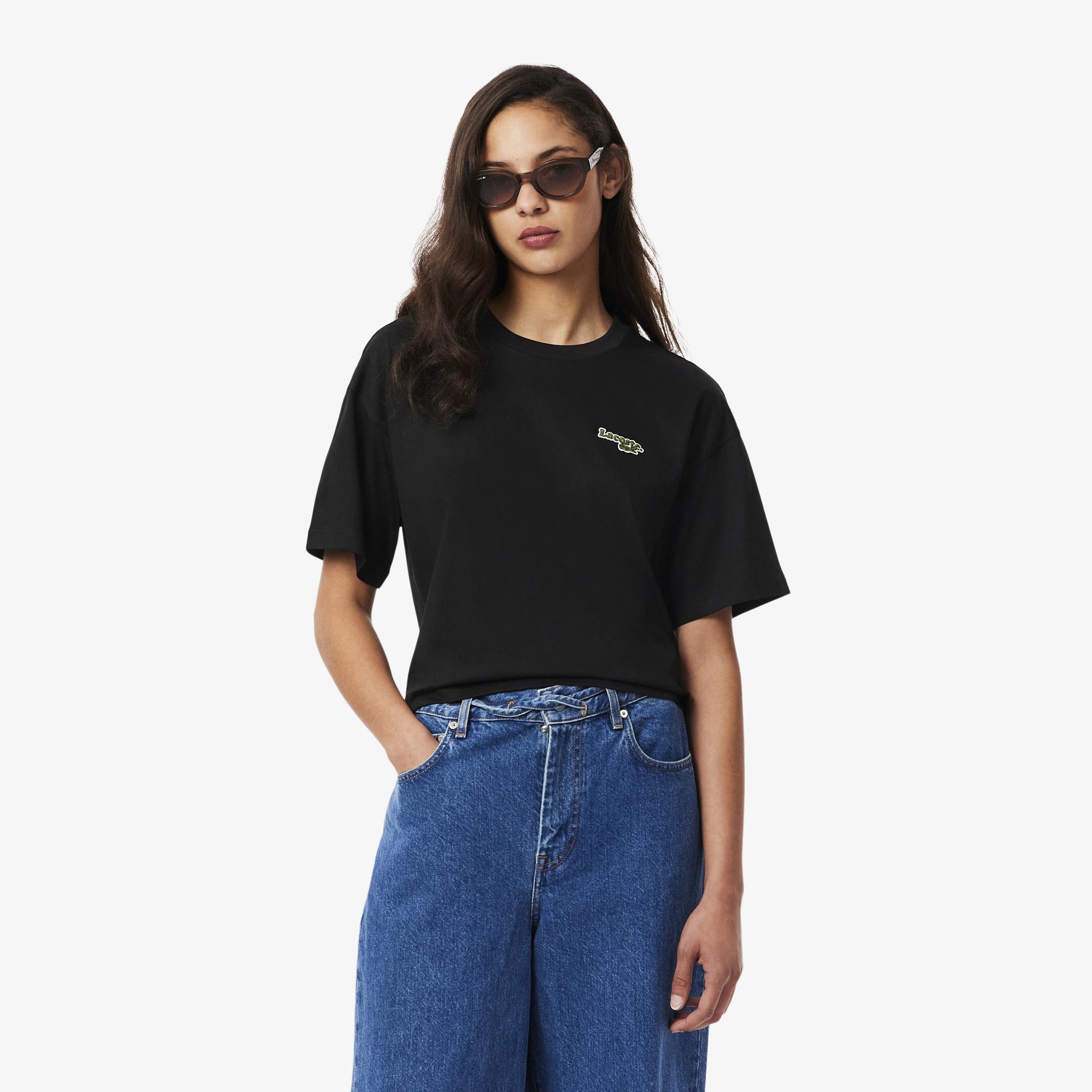 Kadın Relaxed Fit Bisiklet Yaka Siyah T-Shirt
