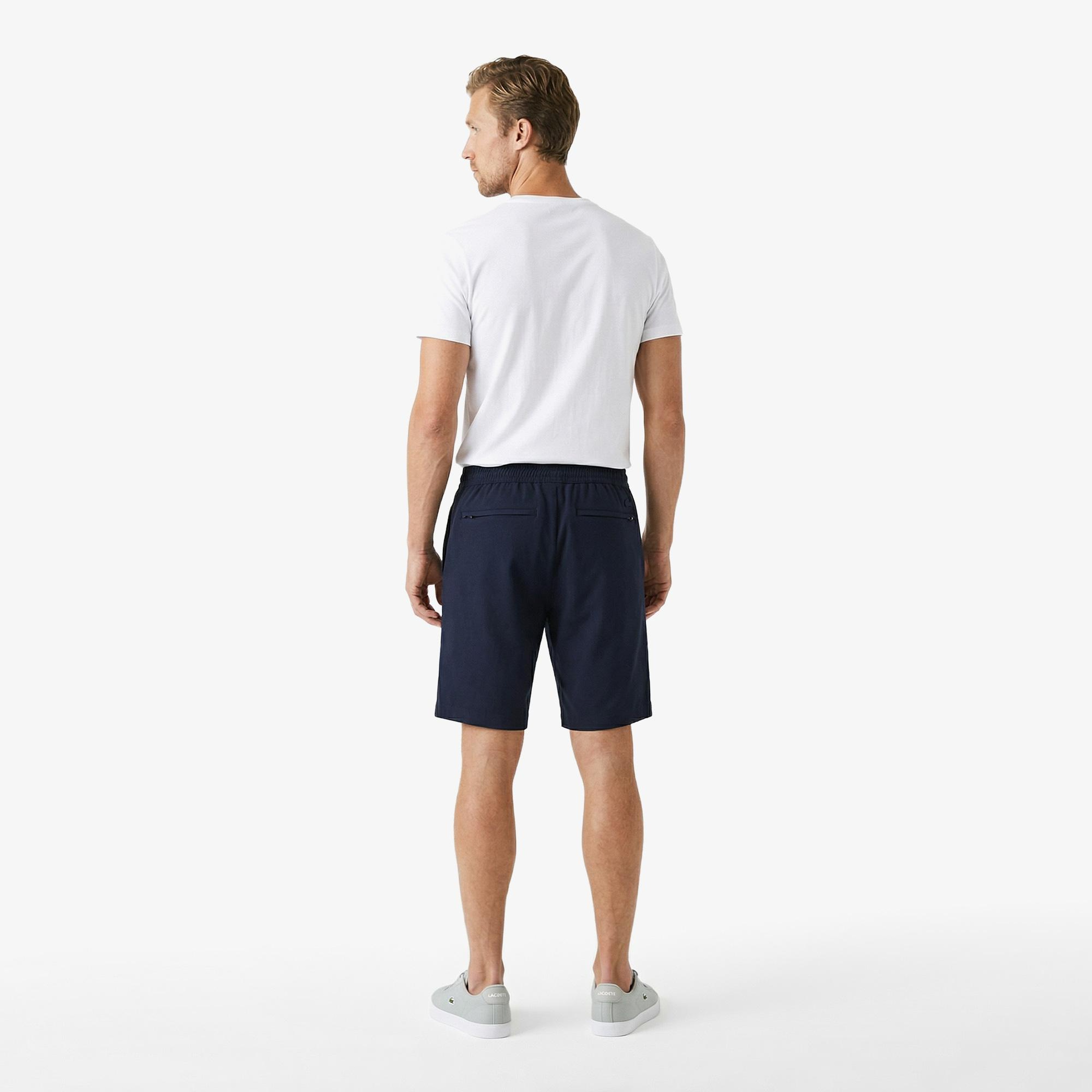 Erkek Tapered Fit Keten Lacivert Bermuda Şort