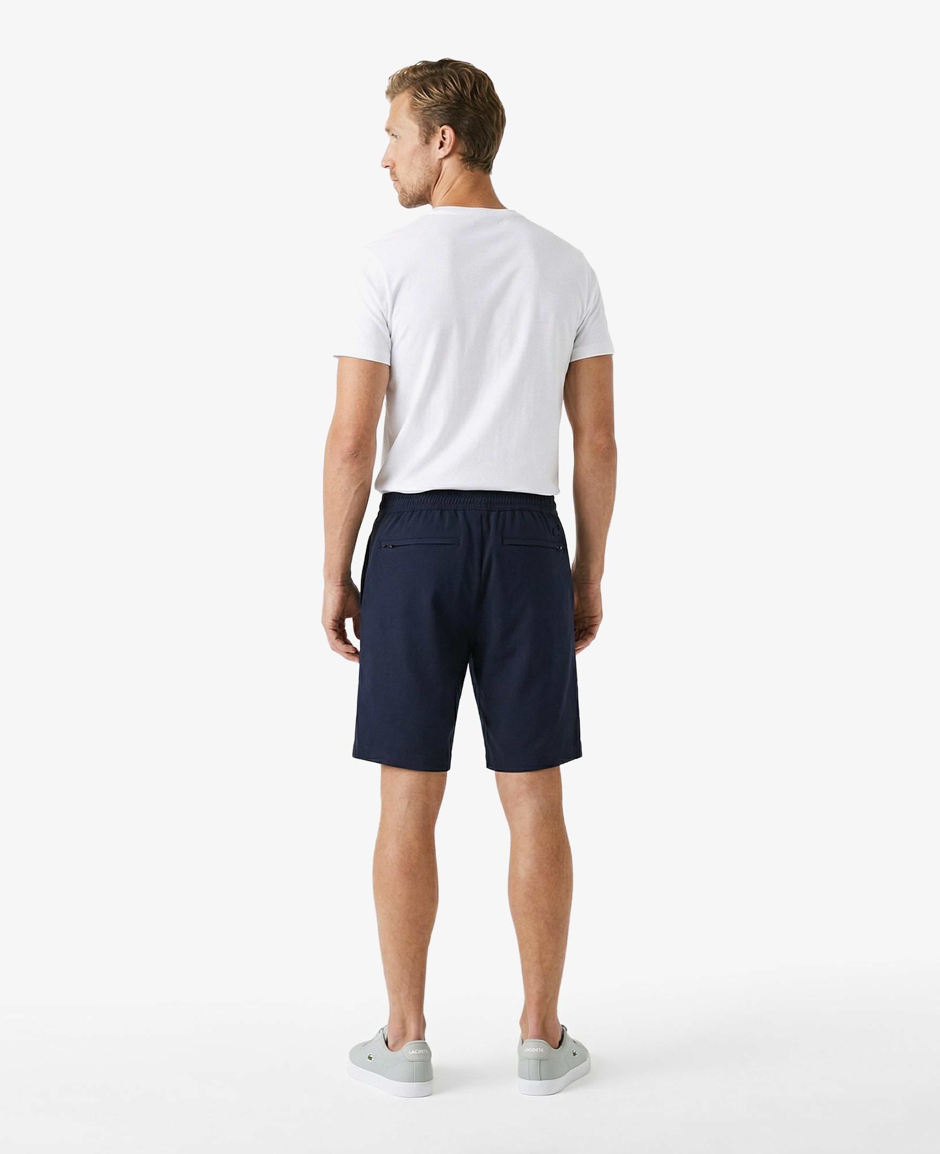 Erkek Tapered Fit Keten Lacivert Bermuda Şort