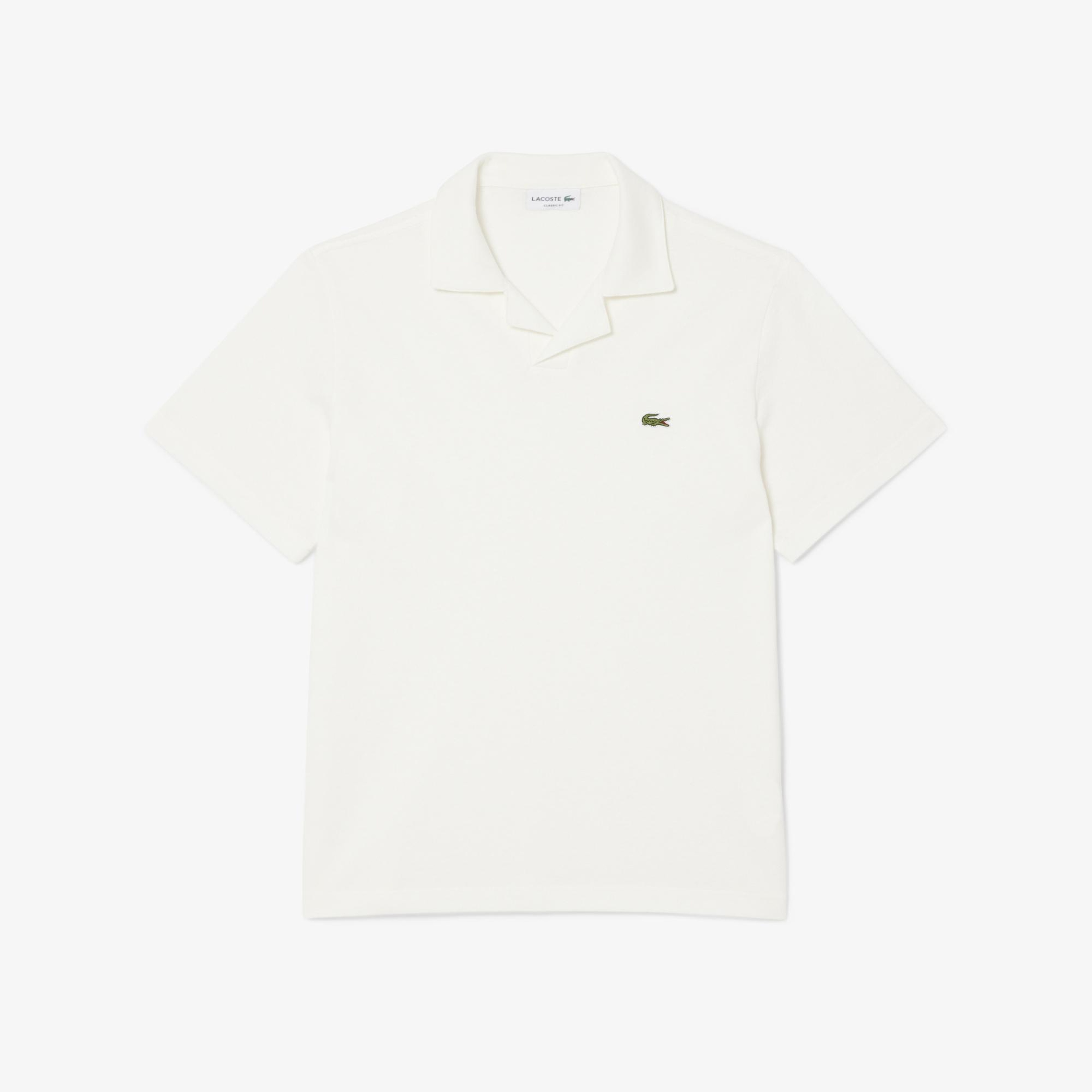 Erkek Classic Fit Keten Beyaz Polo