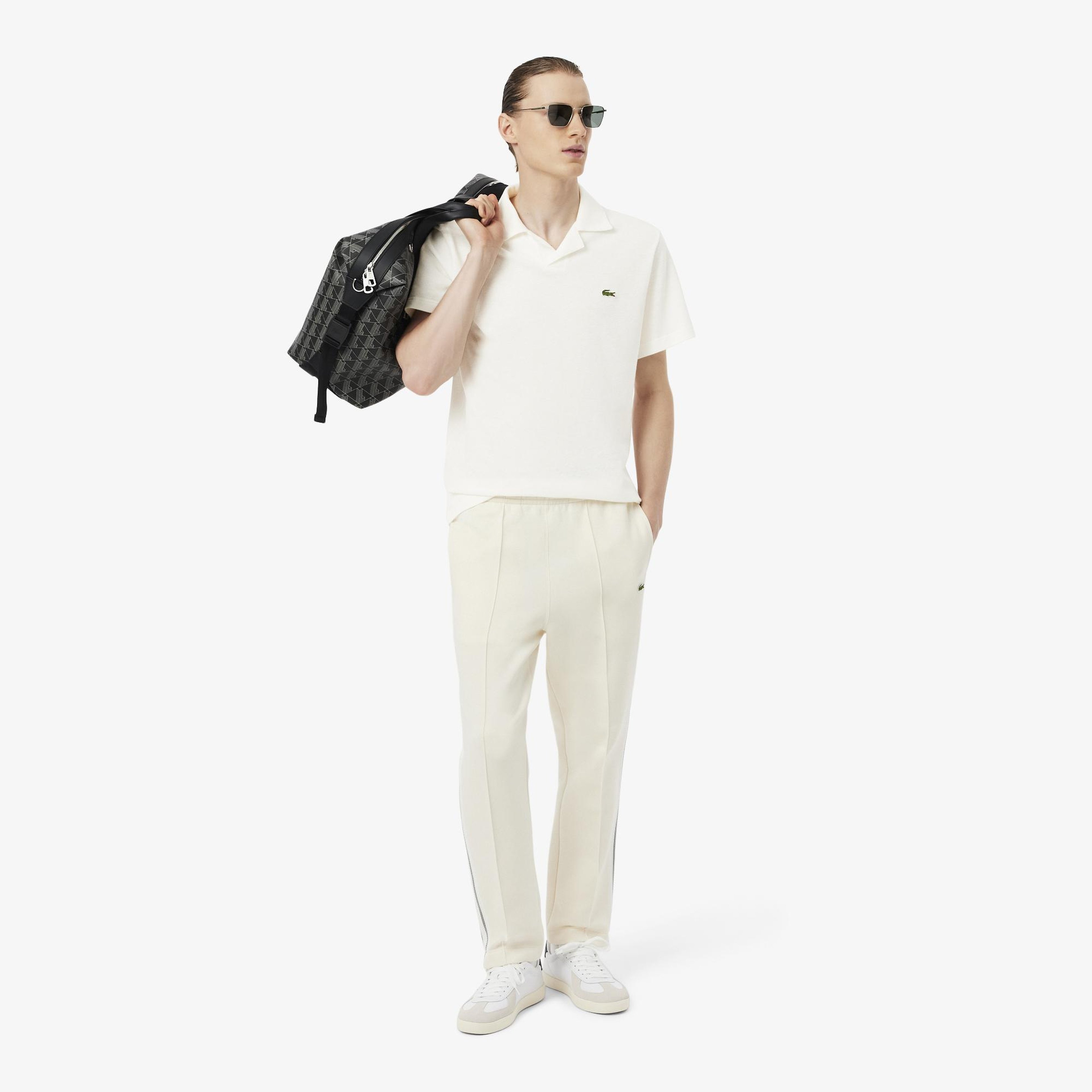 Erkek Classic Fit Keten Beyaz Polo