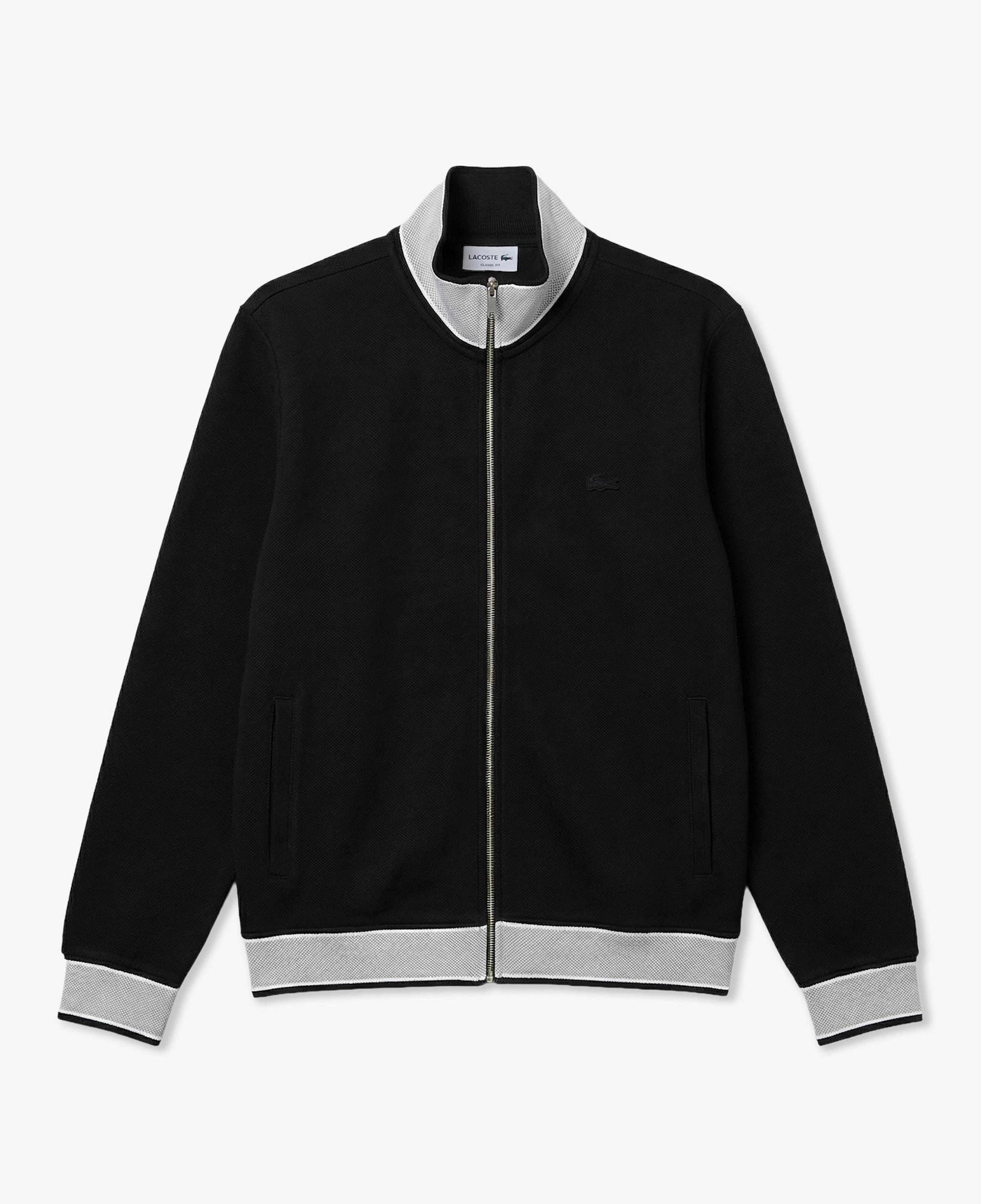 Erkek Regular Fit Fermuarlı Renk Bloklu Siyah Sweatshirt