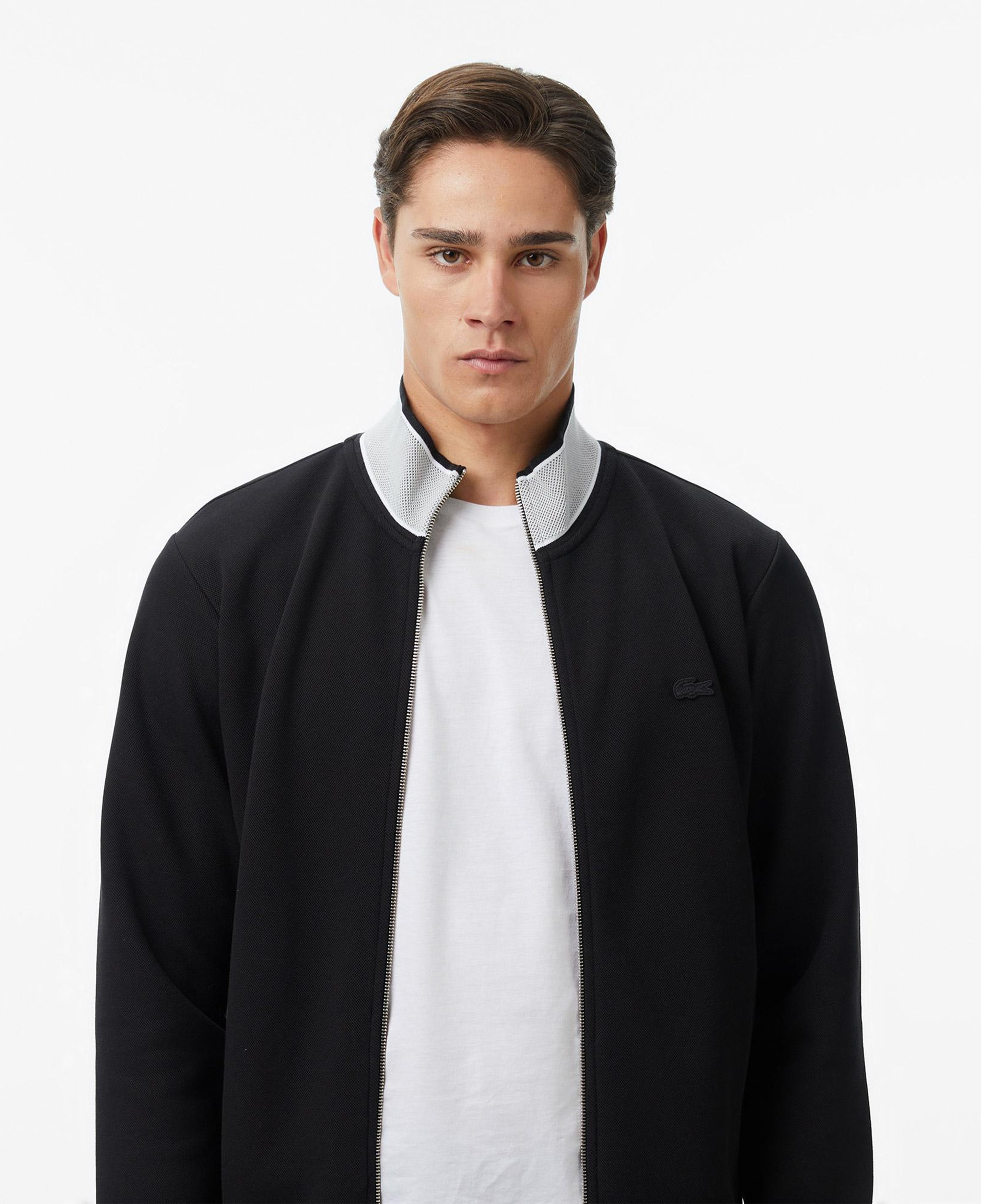 Erkek Regular Fit Fermuarlı Renk Bloklu Siyah Sweatshirt