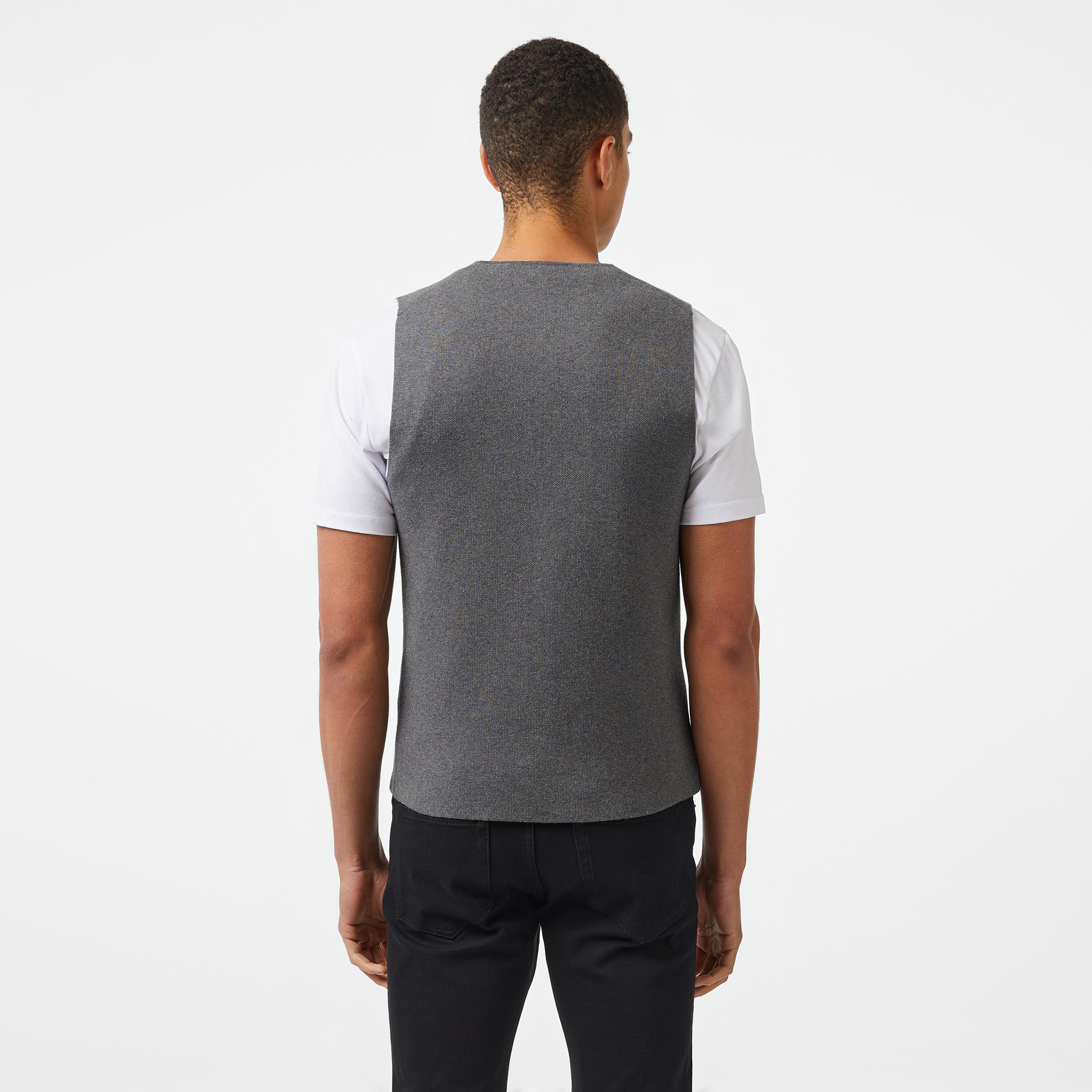 Erkek Classic Fit Gri Triko Yelek