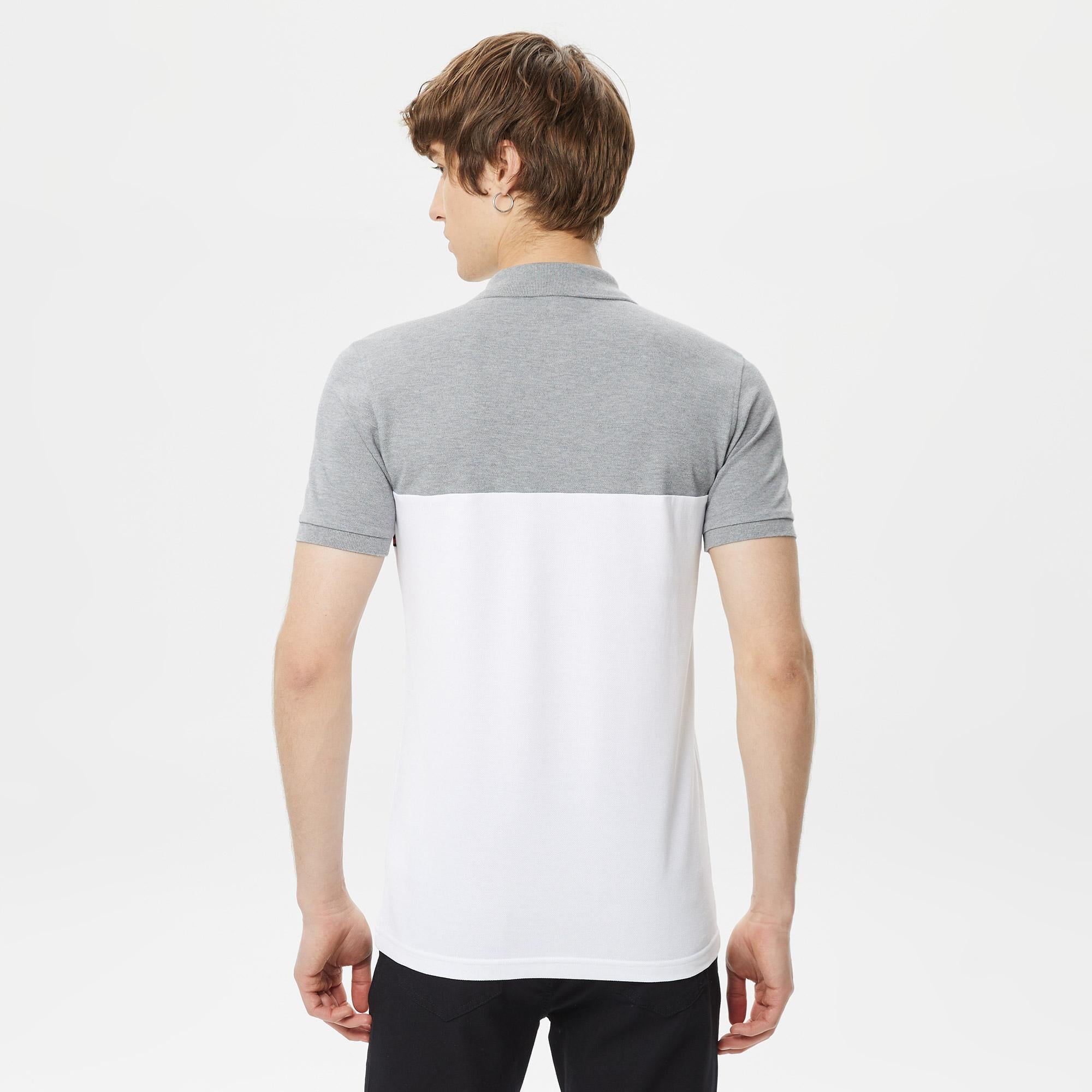 Erkek Slim Fit Baskılı Gri Polo