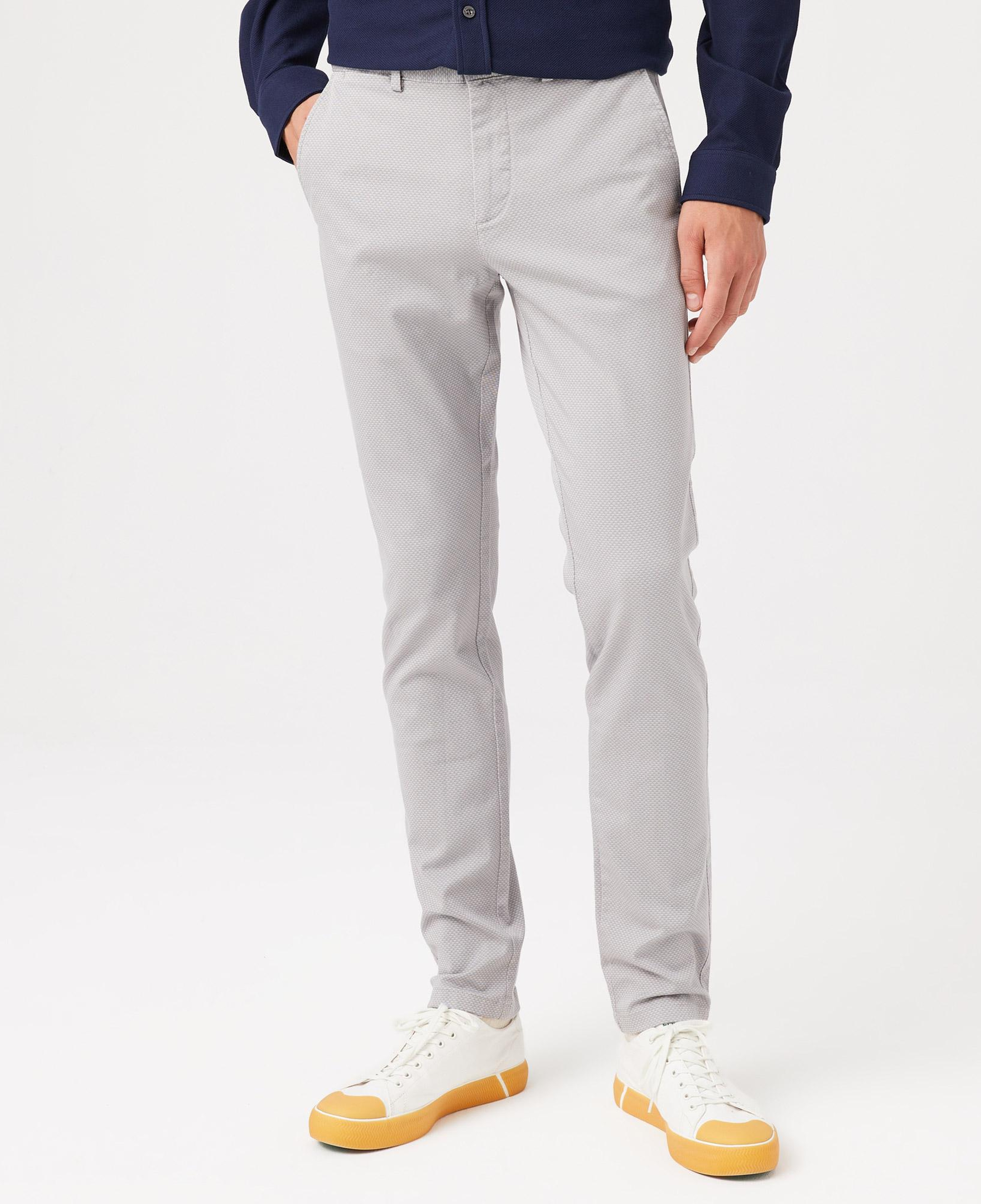 Erkek Slim Fit Baskılı Açık Gri Pantolon