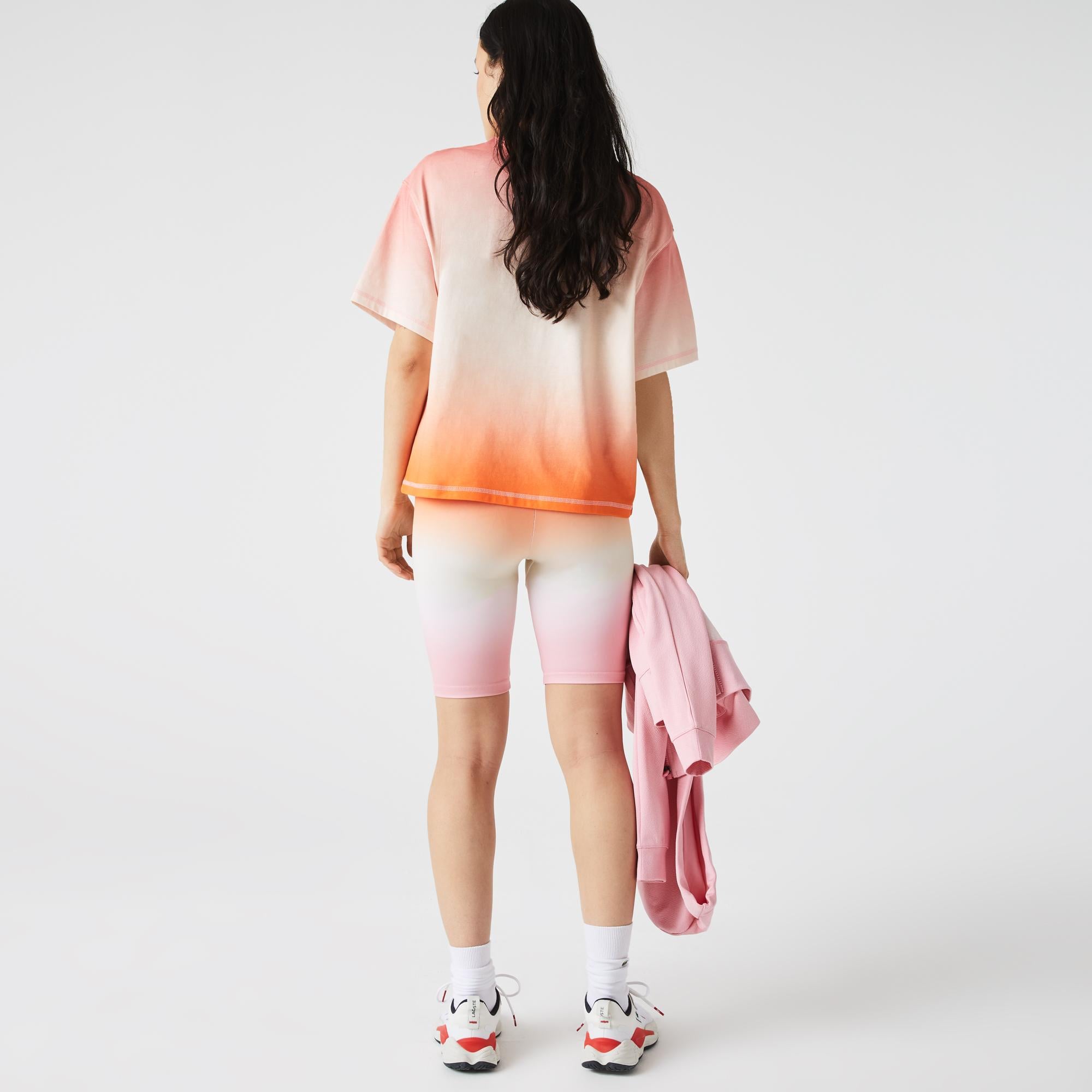 Lacoste SPORT Kadın Slim Fit Desenli Açık Turuncu Tayt
