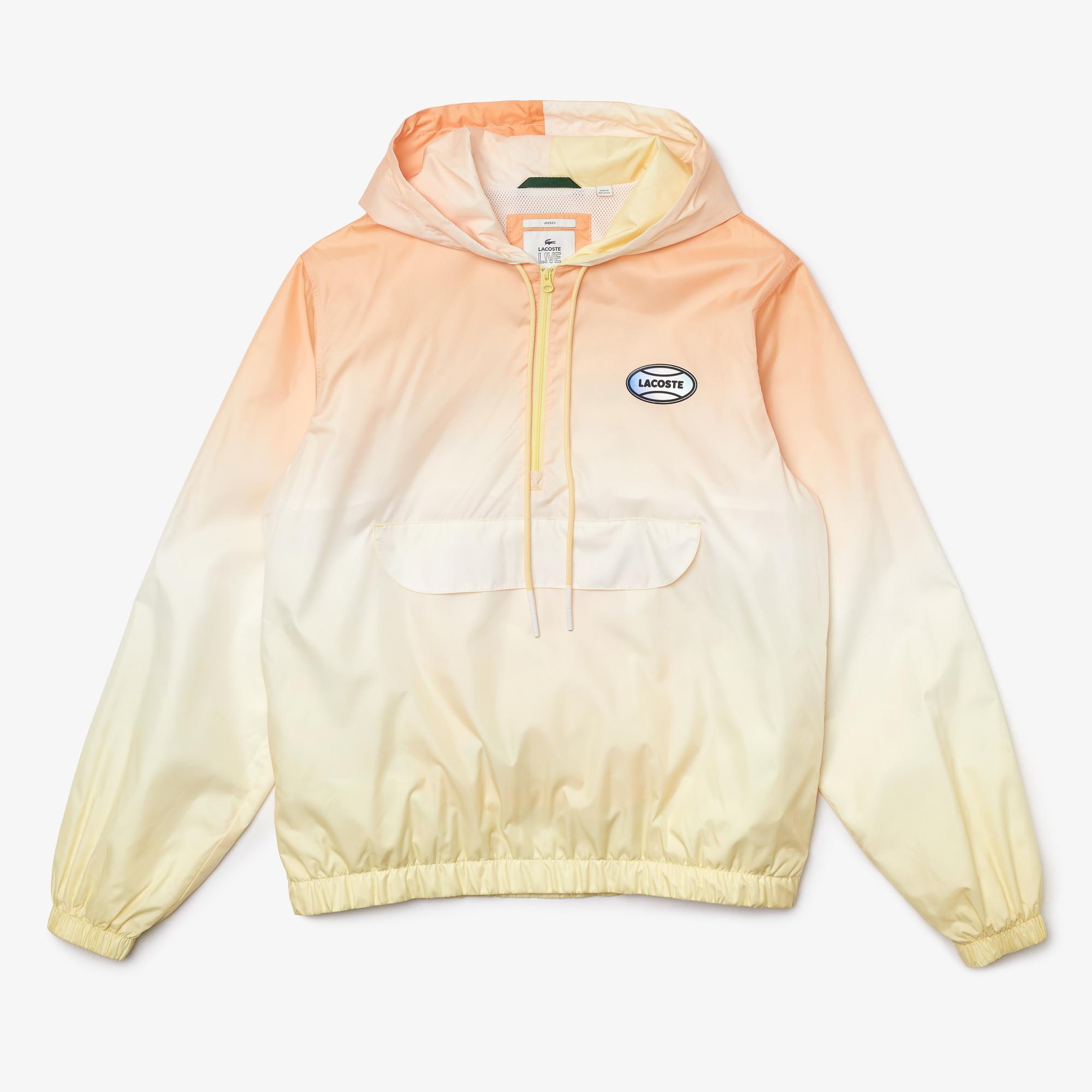 Lacoste L!VE Unisex Kapüşonlu Baskılı Turuncu Ceket