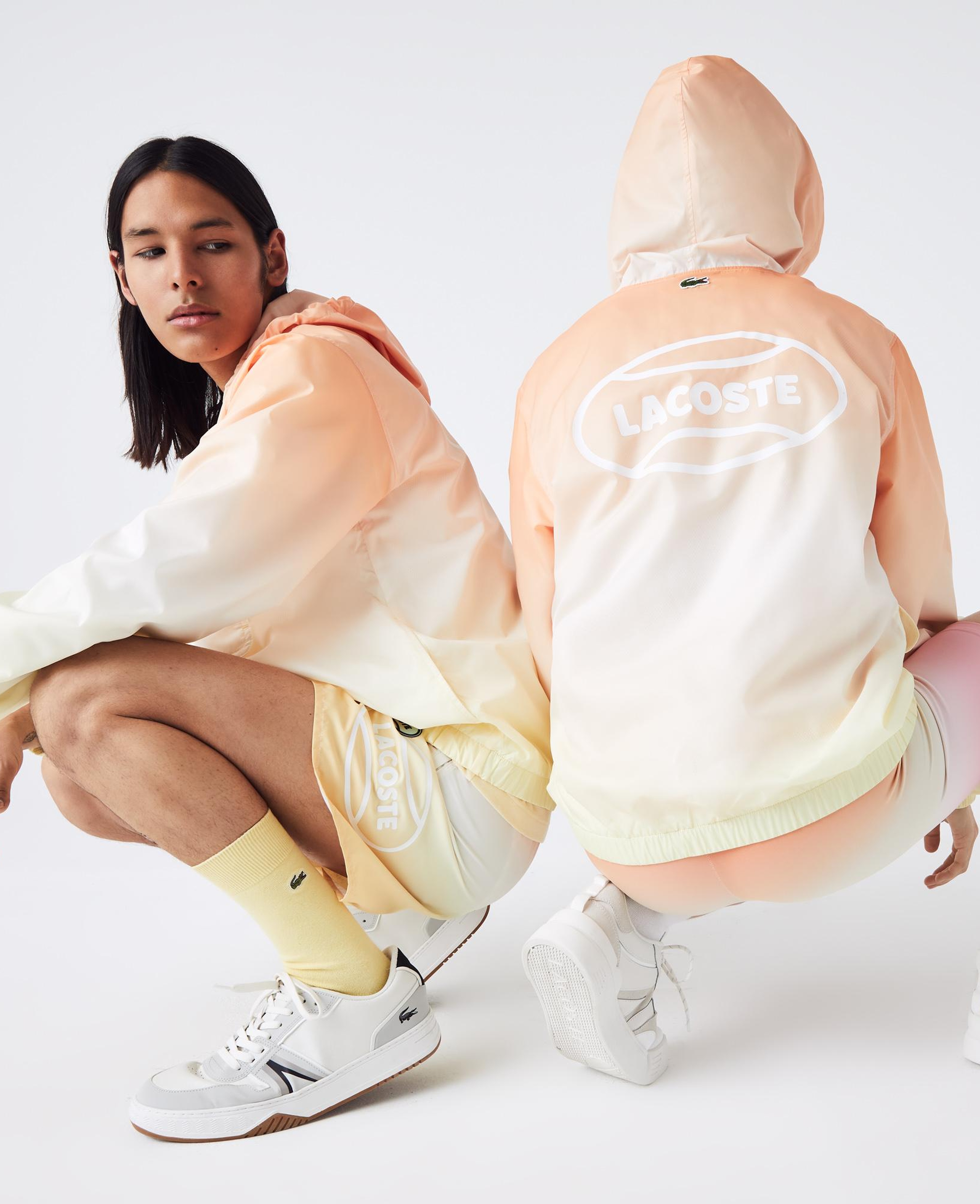 Lacoste L!VE Unisex Kapüşonlu Baskılı Turuncu Ceket