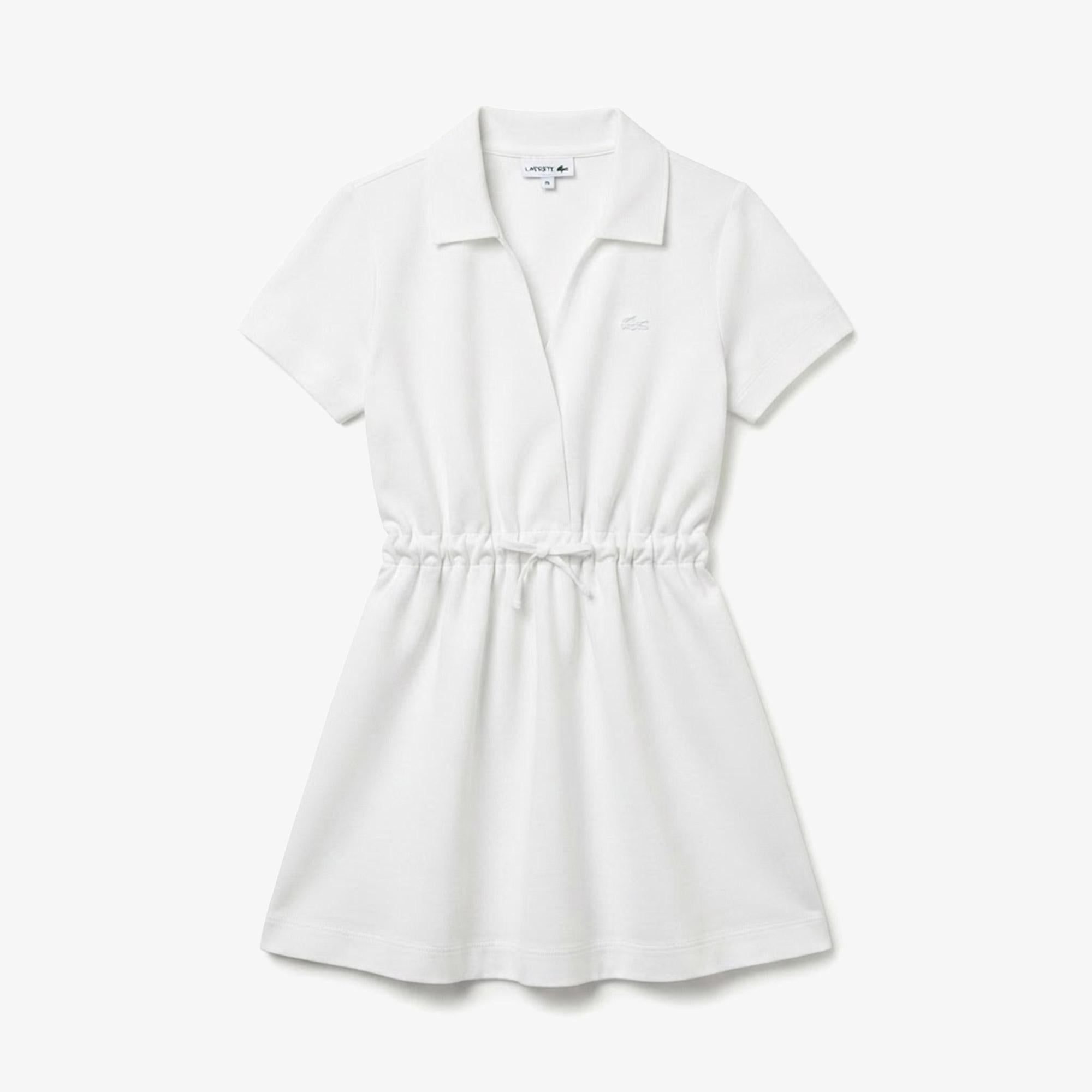 Kadın Flare Fit Kısa Kollu Polo Yaka Krem Elbise