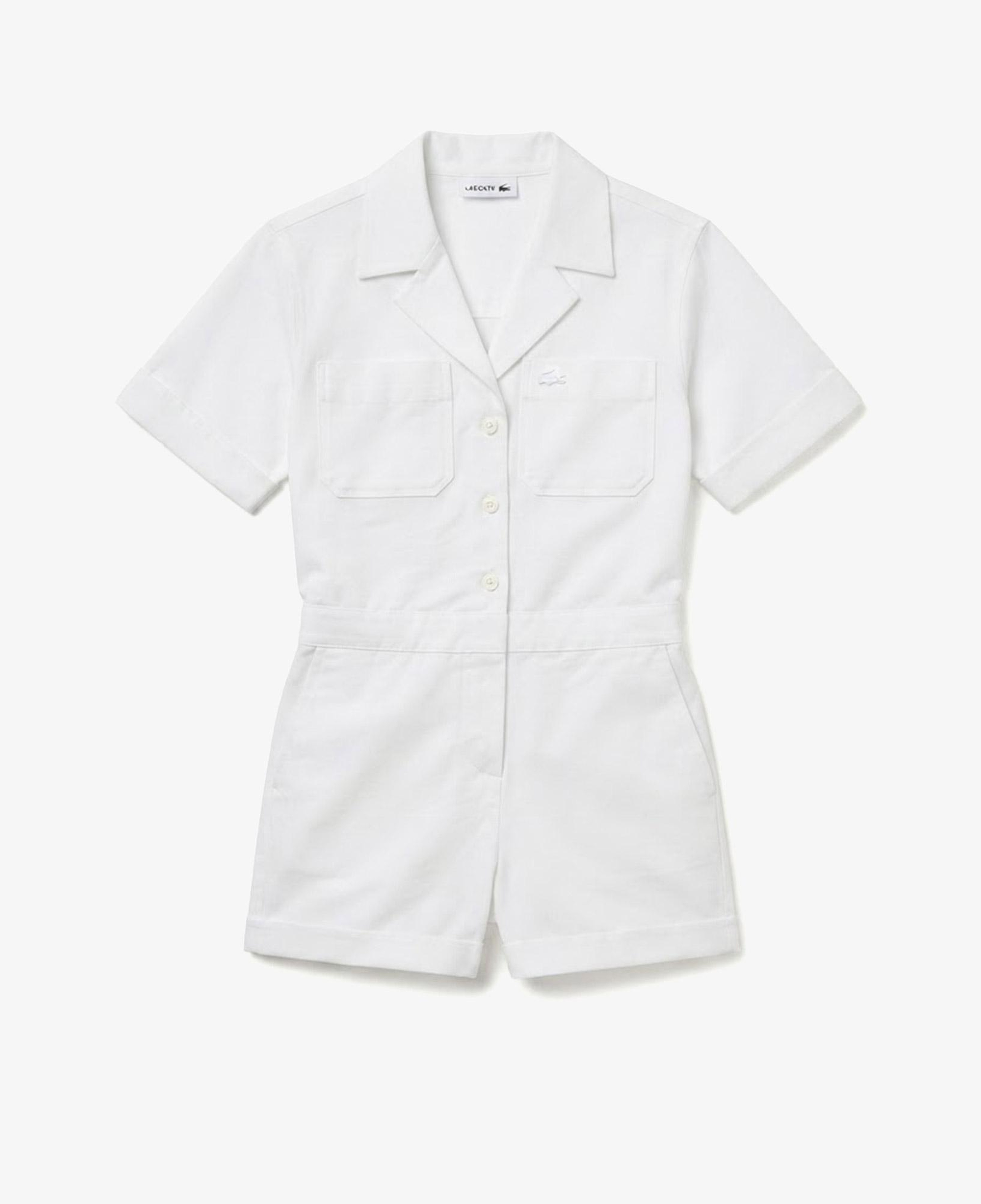 Kadın Classic Fit Kısa Kollu Beyaz Tulum