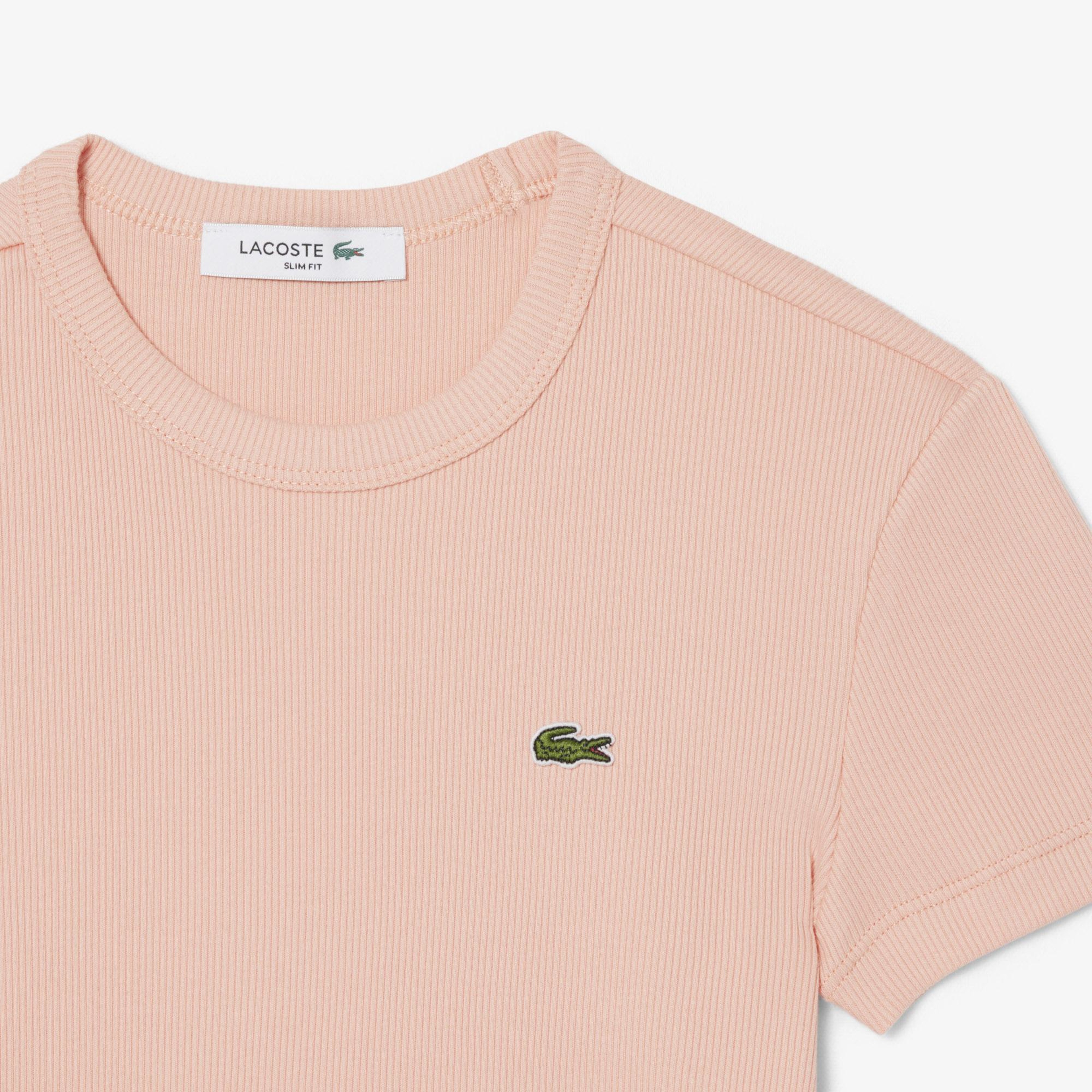Kadın Slim Fit Bisiklet Yaka Pembe T-Shirt