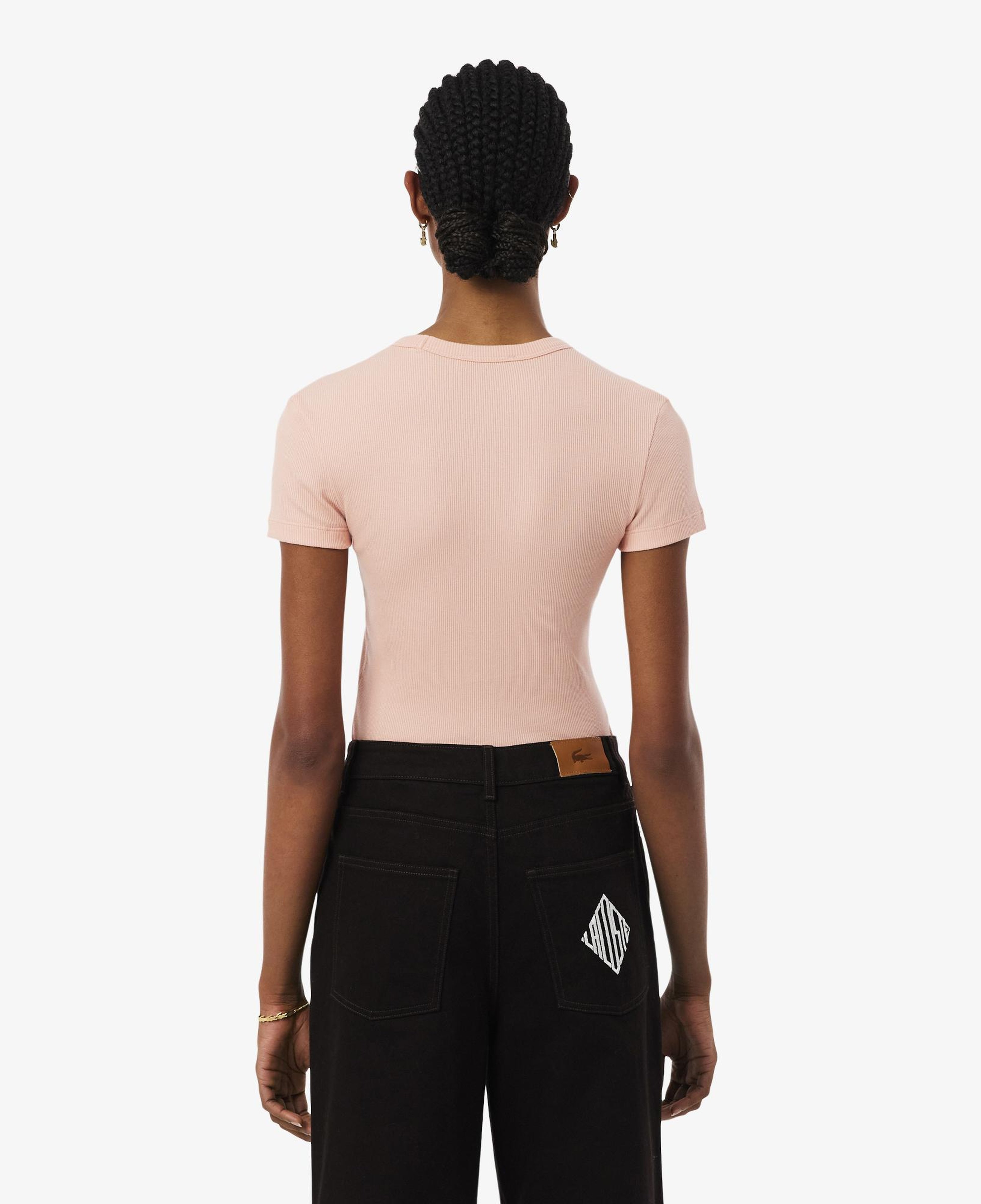 Kadın Slim Fit Bisiklet Yaka Pembe T-Shirt