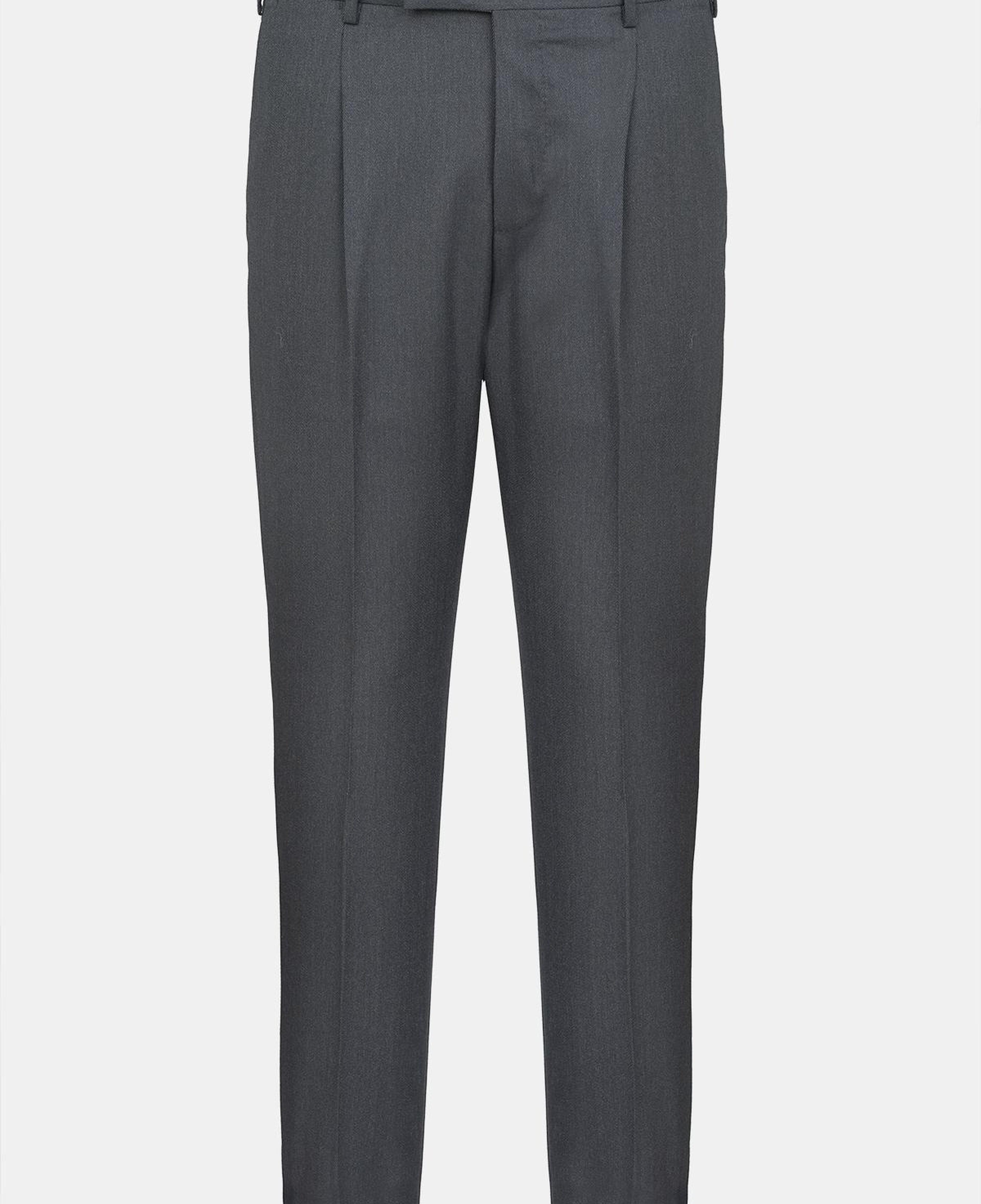 Erkek Açık Gri Yün Slim Fit Klasik Pantolon