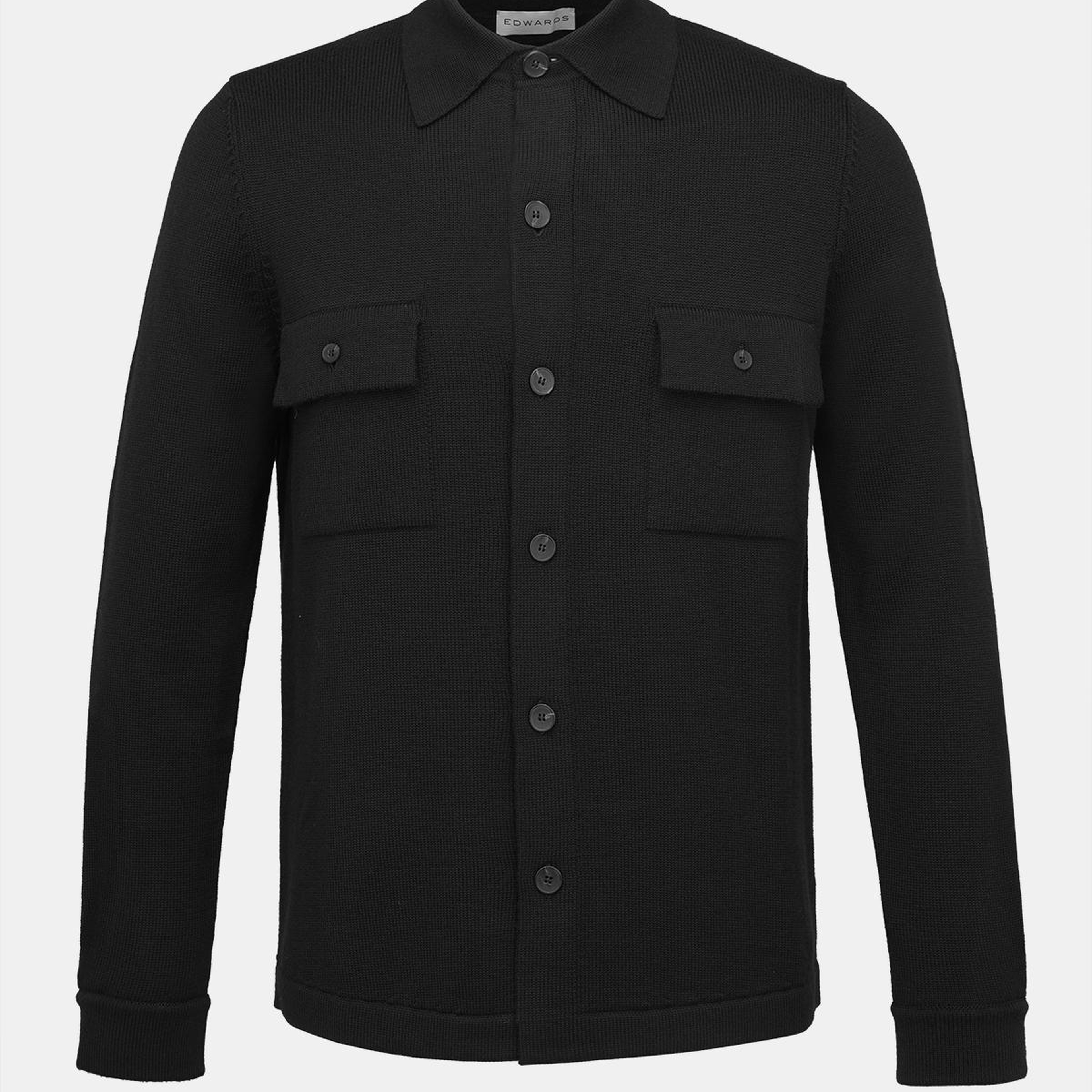 Erkek Siyah Extrafine Yün Overshirt Triko