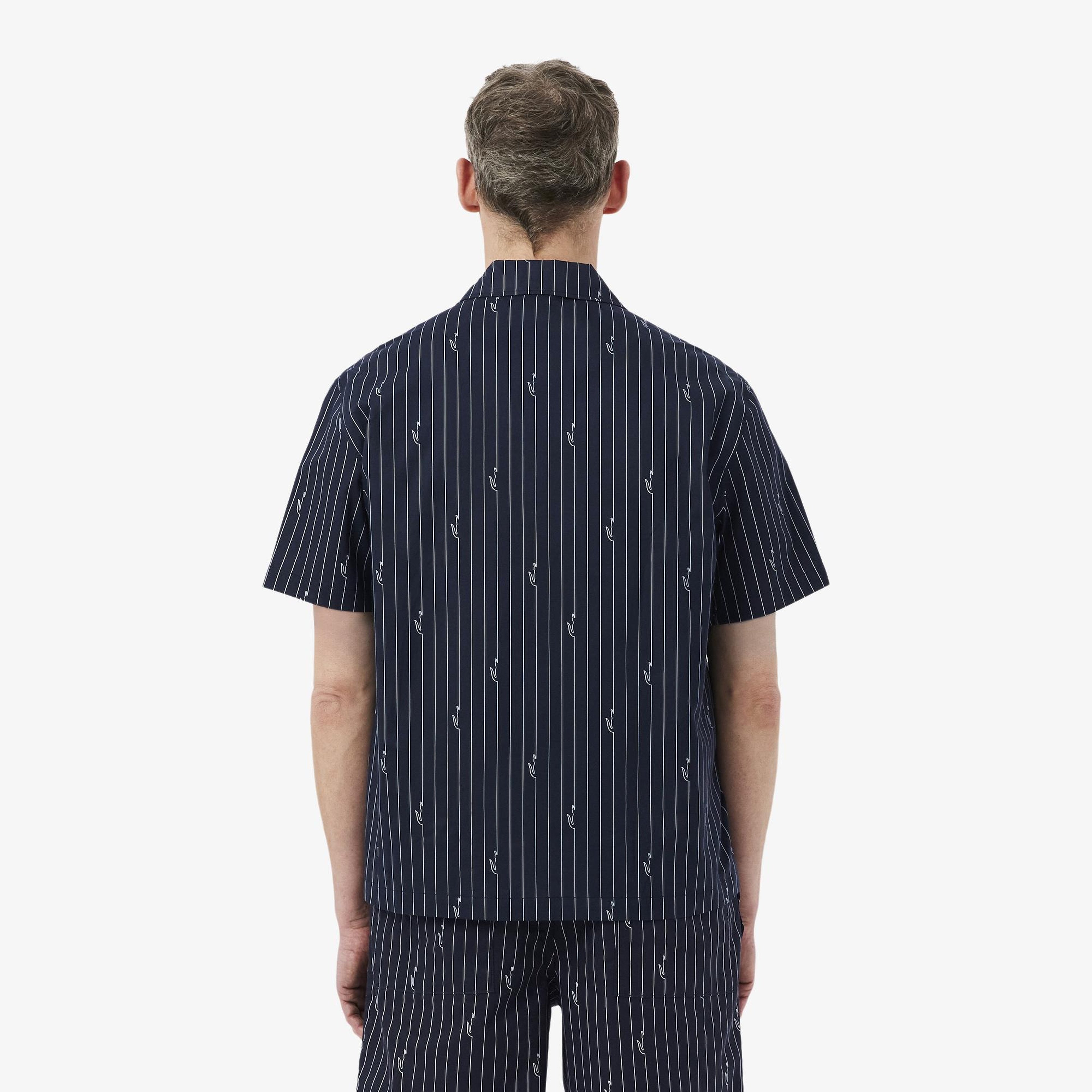 Erkek Relaxed Fit Kısa Kollu Organik Pamuk Siyah Gömlek