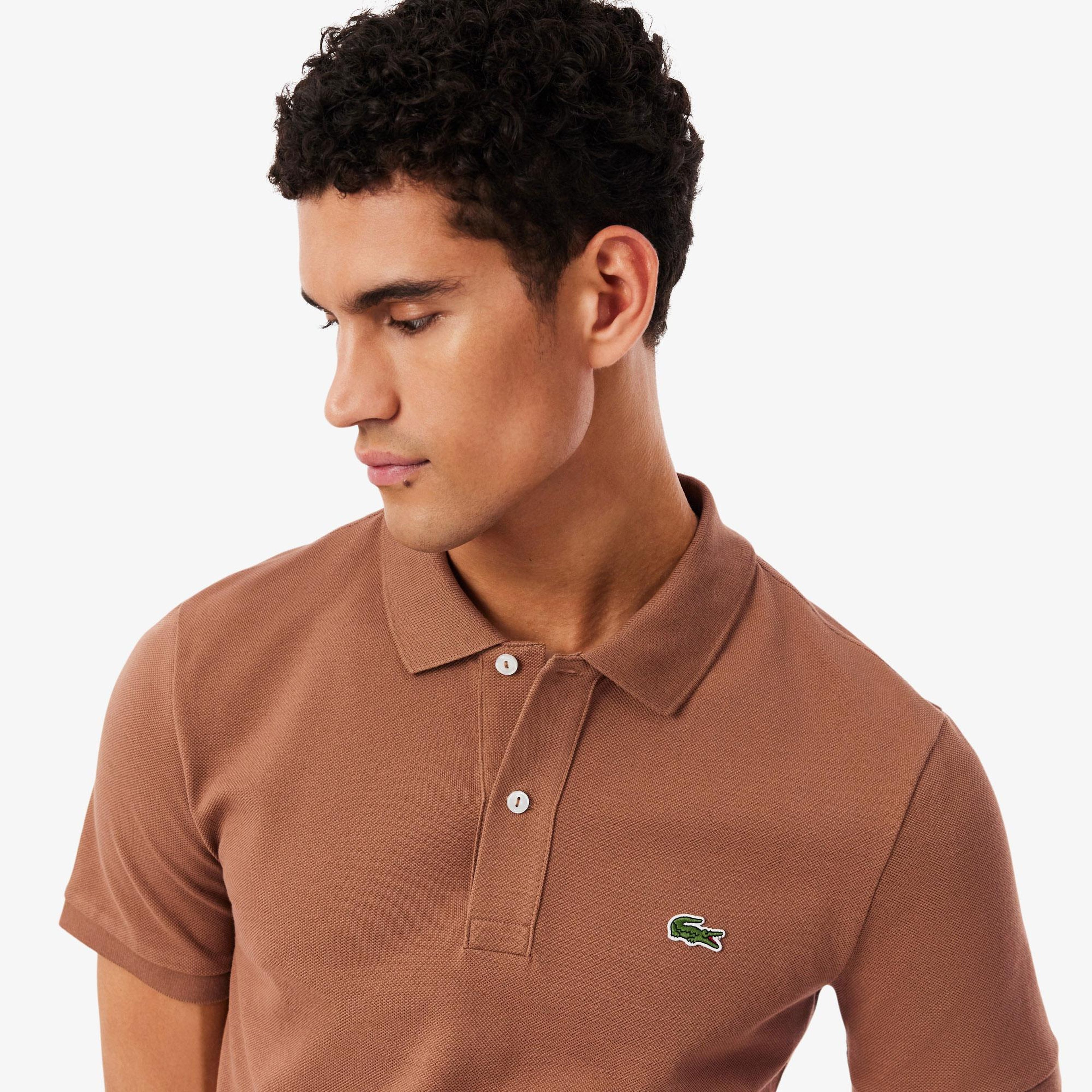 L.12.12 Erkek Slim Fit Polo Yaka Kahverengi Polo