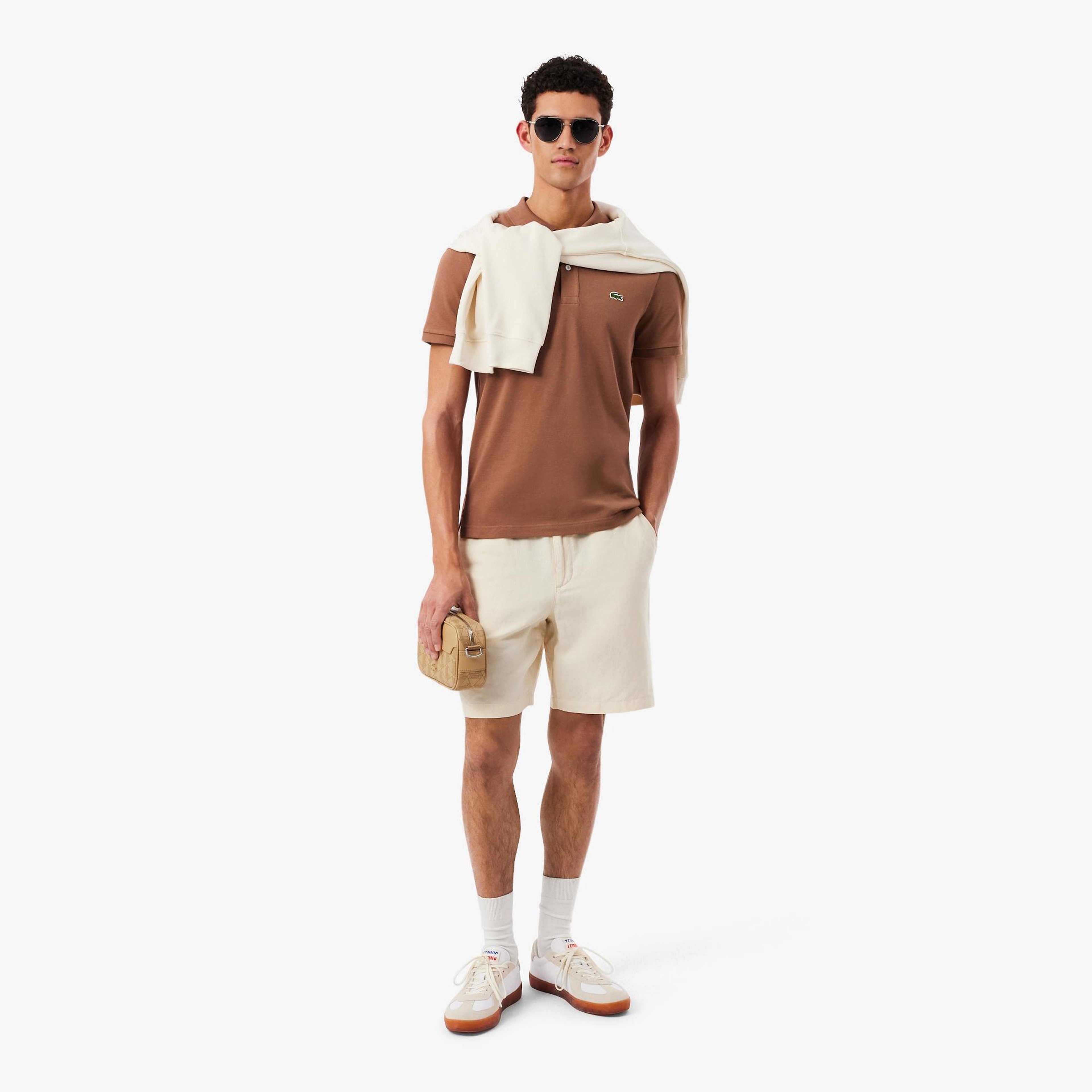 L.12.12 Erkek Slim Fit Polo Yaka Kahverengi Polo