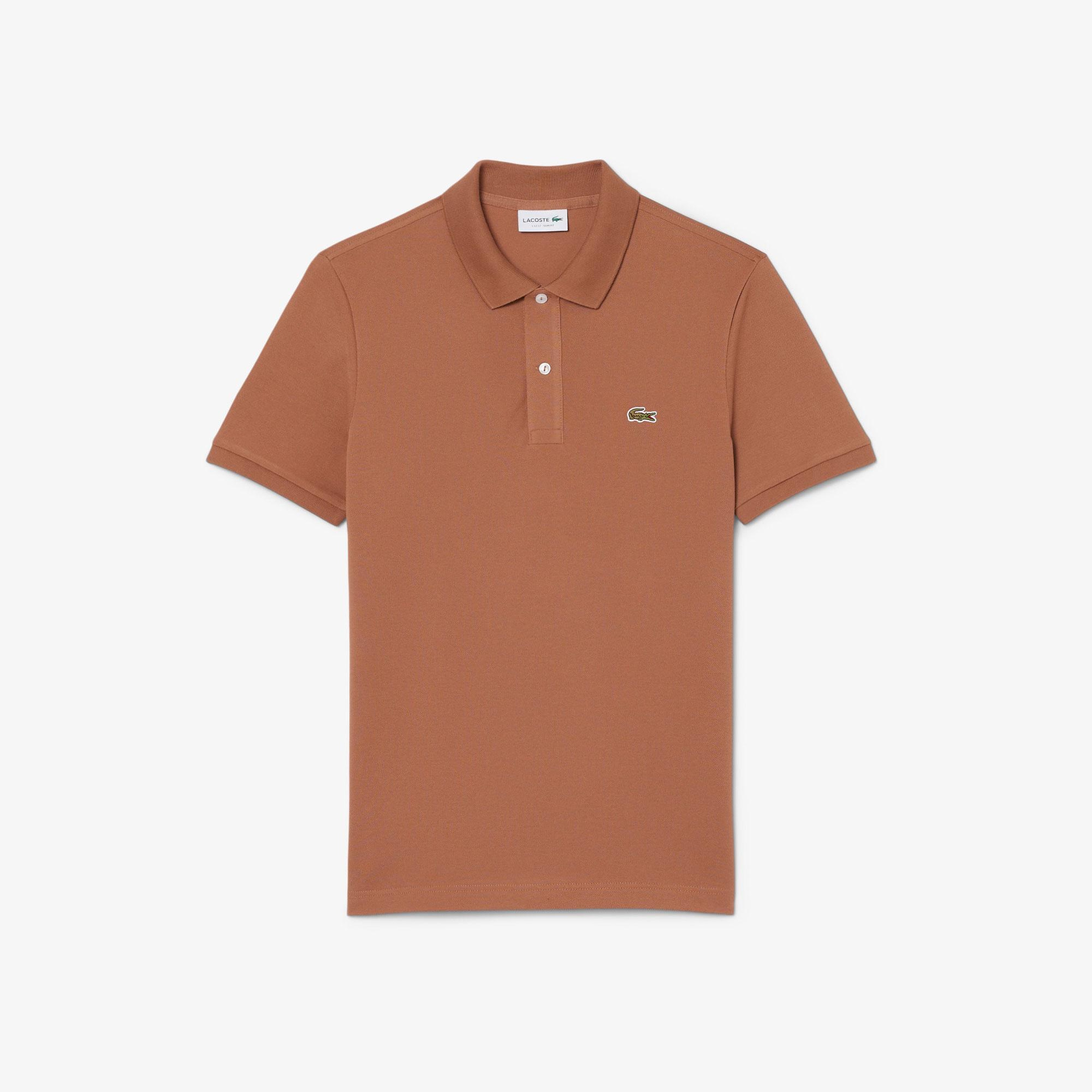 L.12.12 Erkek Slim Fit Polo Yaka Kahverengi Polo