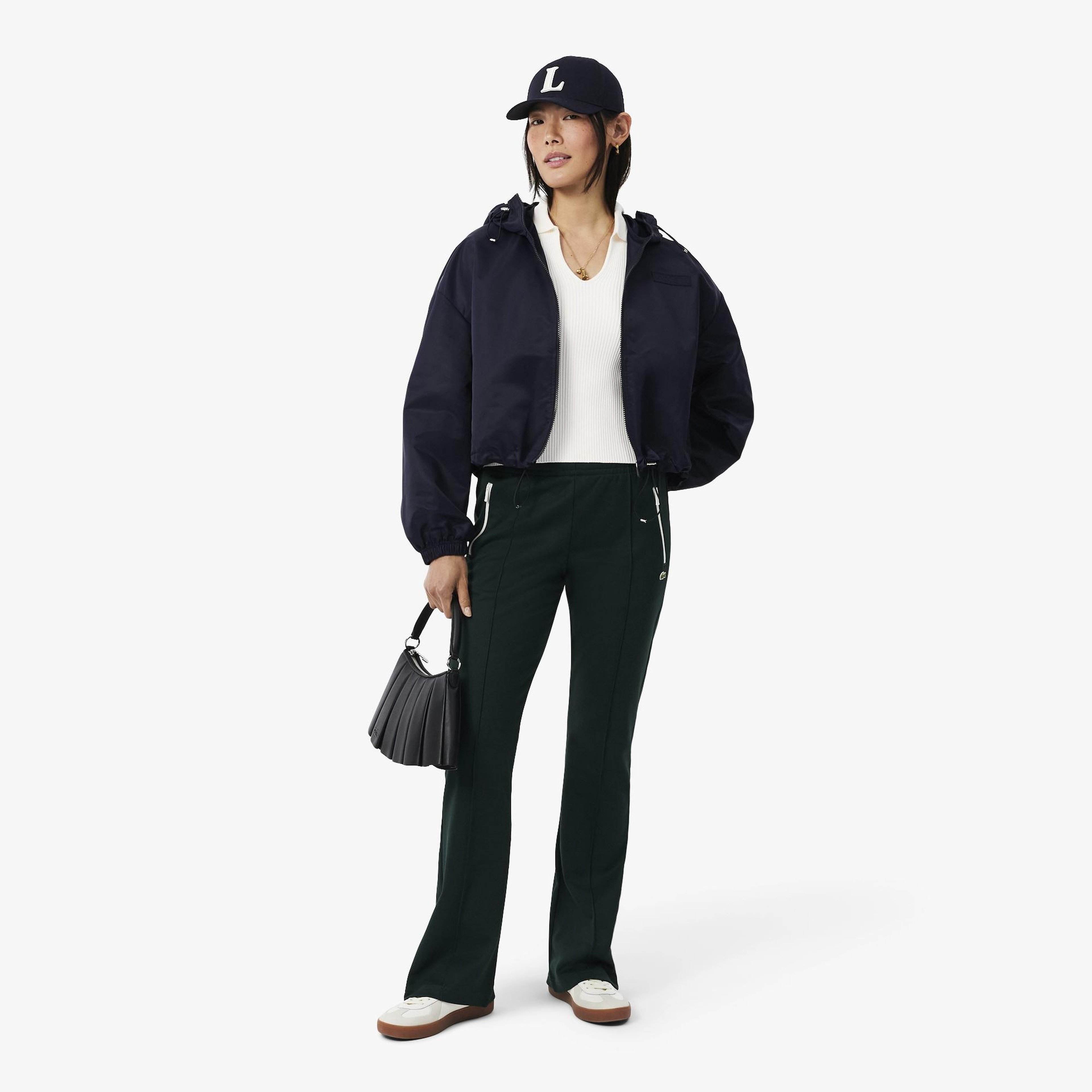 Kadın Slim Fit Kısa Kollu Polo Yaka Beyaz Triko