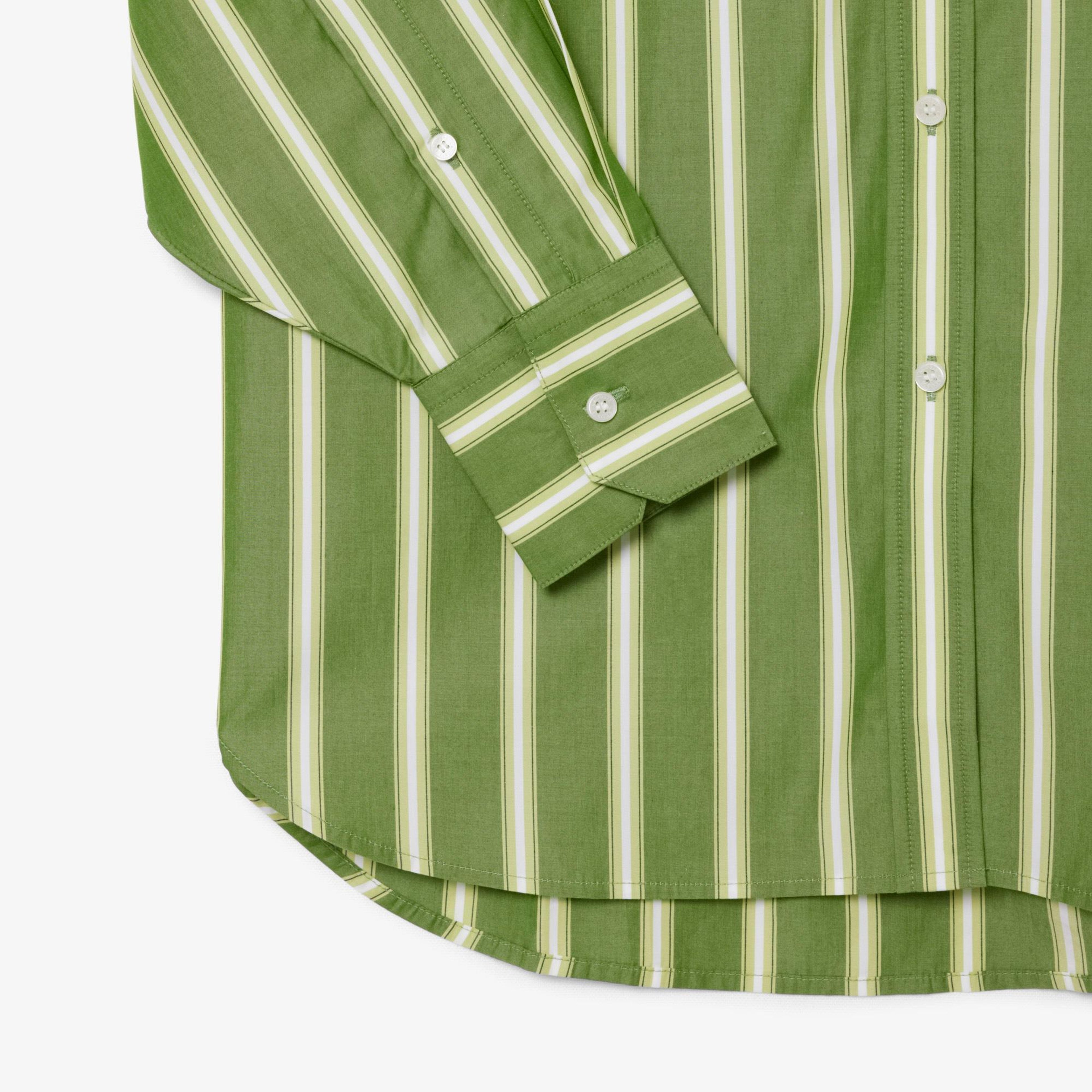 Kadın Oversize Fit Çizgili Yeşil Gömlek