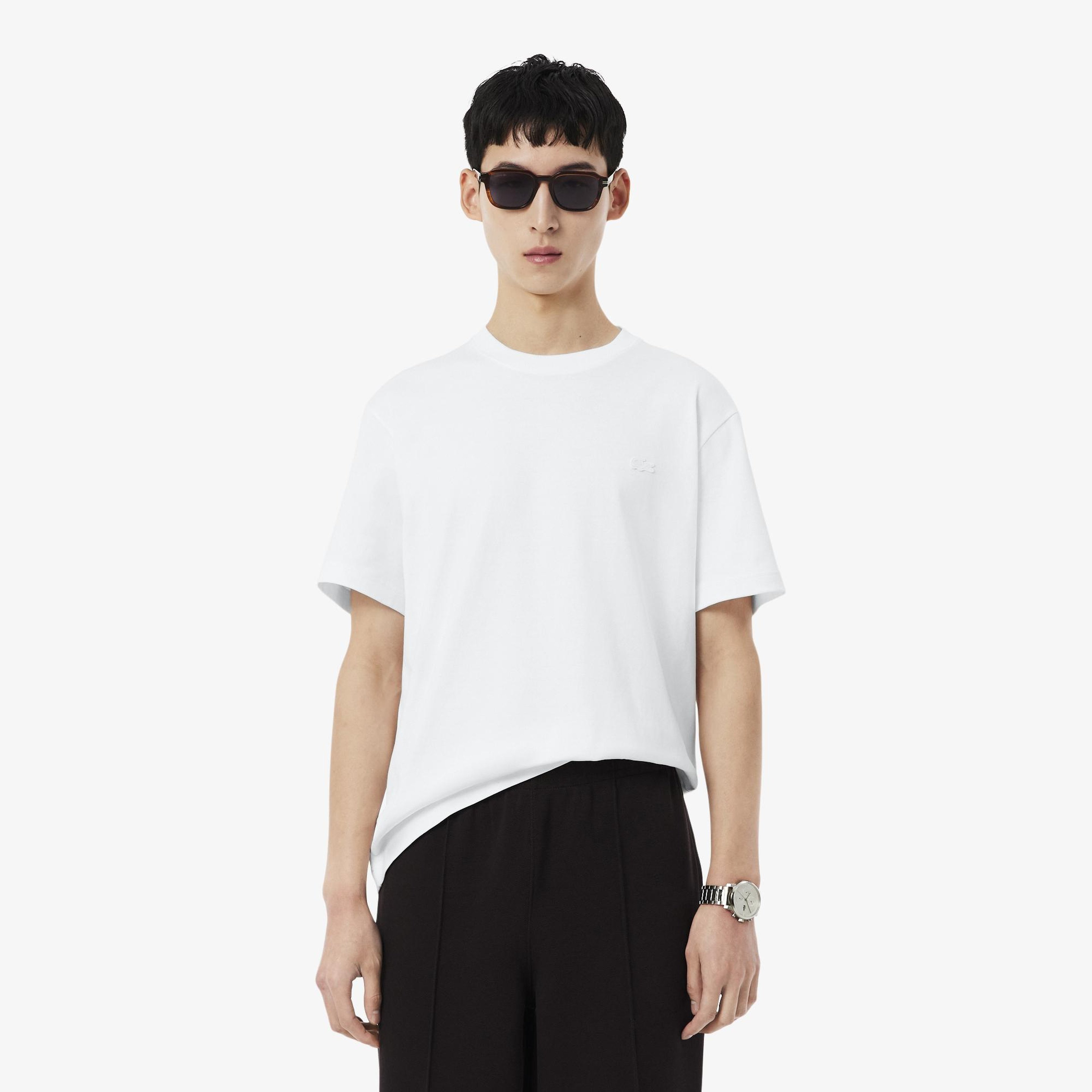 Erkek Classic Fit Bisiklet Yaka Baskılı Beyaz T-Shirt