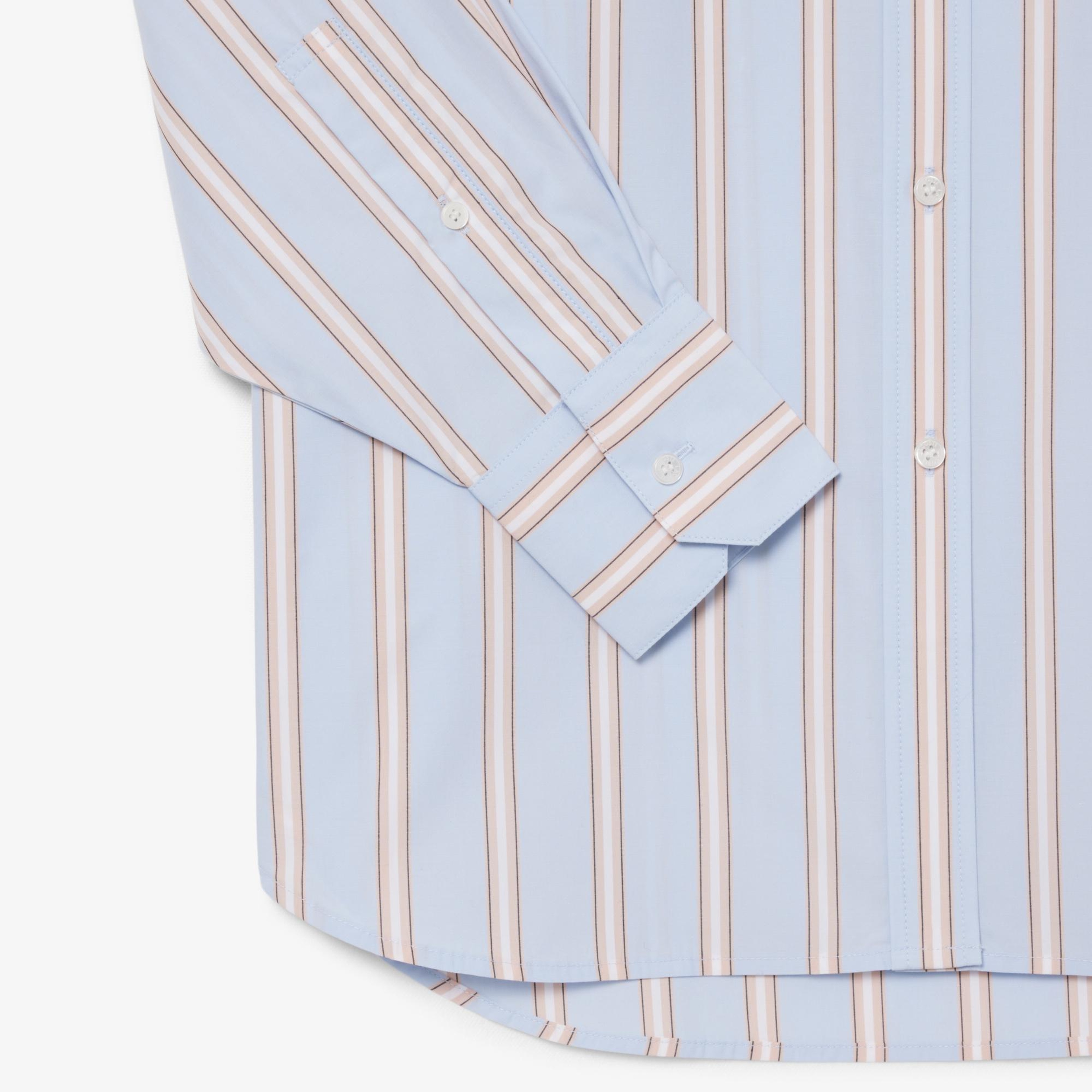 Kadın Oversize Fit Çizgili Mavi Gömlek