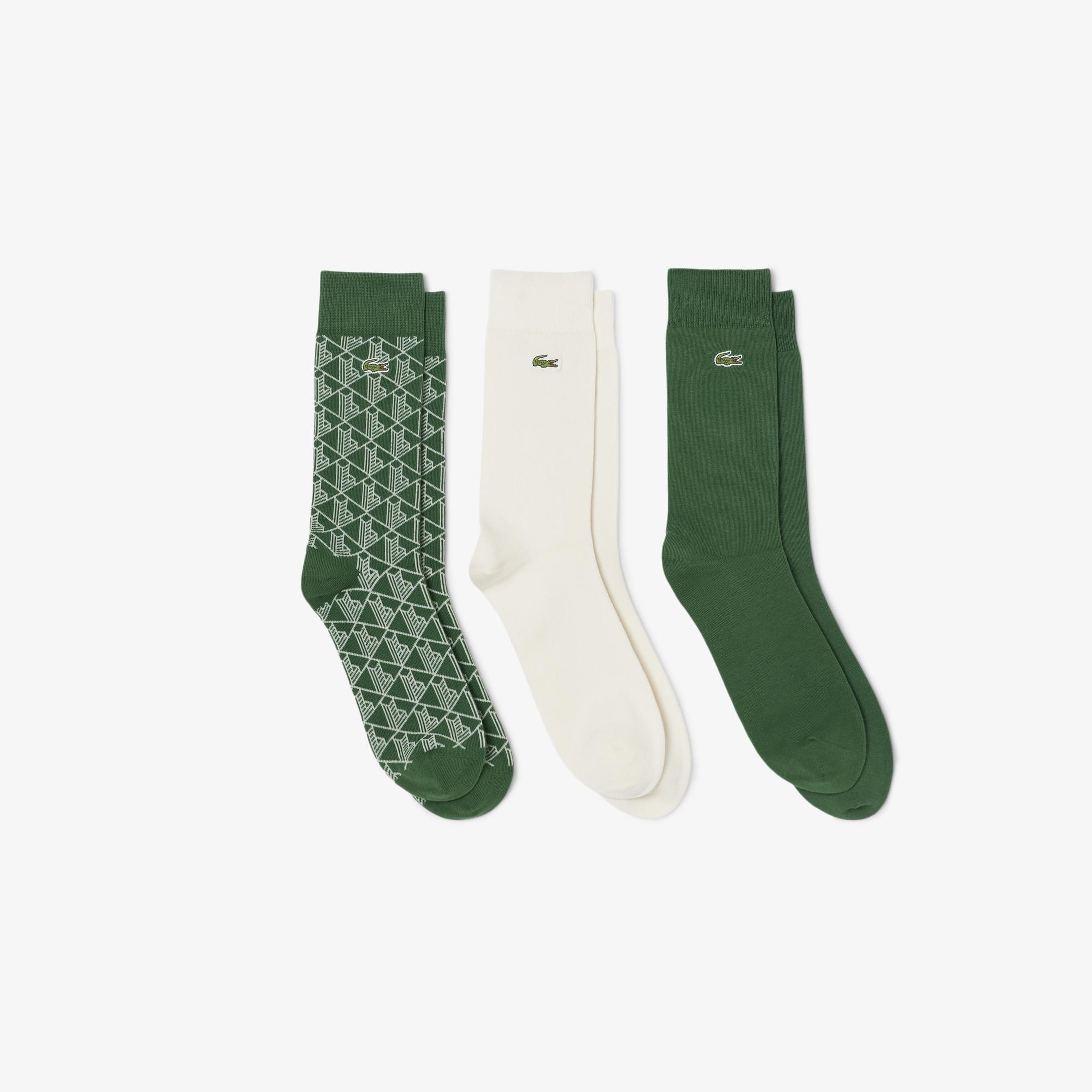 Unisex 3'lü Yeşil Çorap