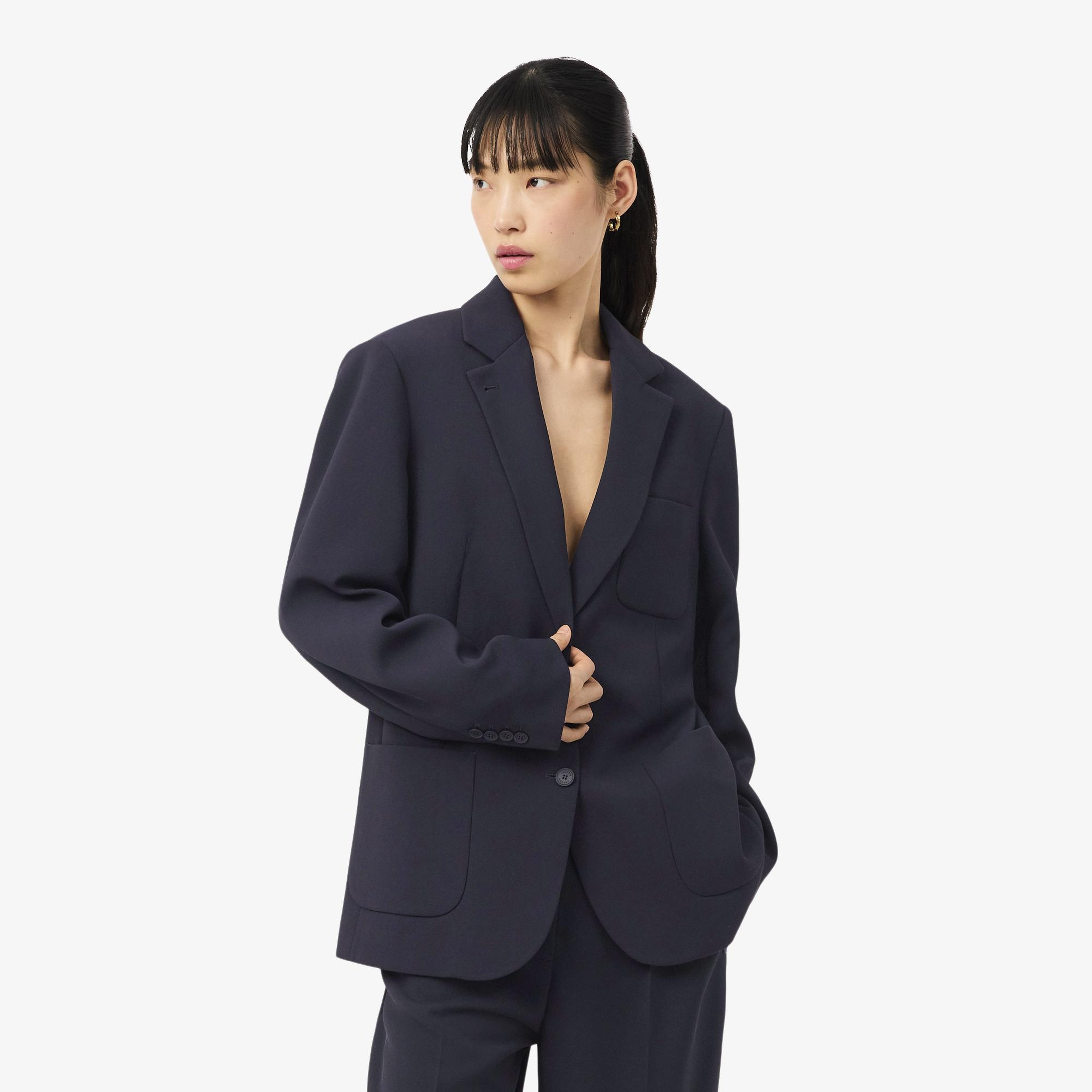 Kadın Relaxed Fit Lacivert Blazer Ceket