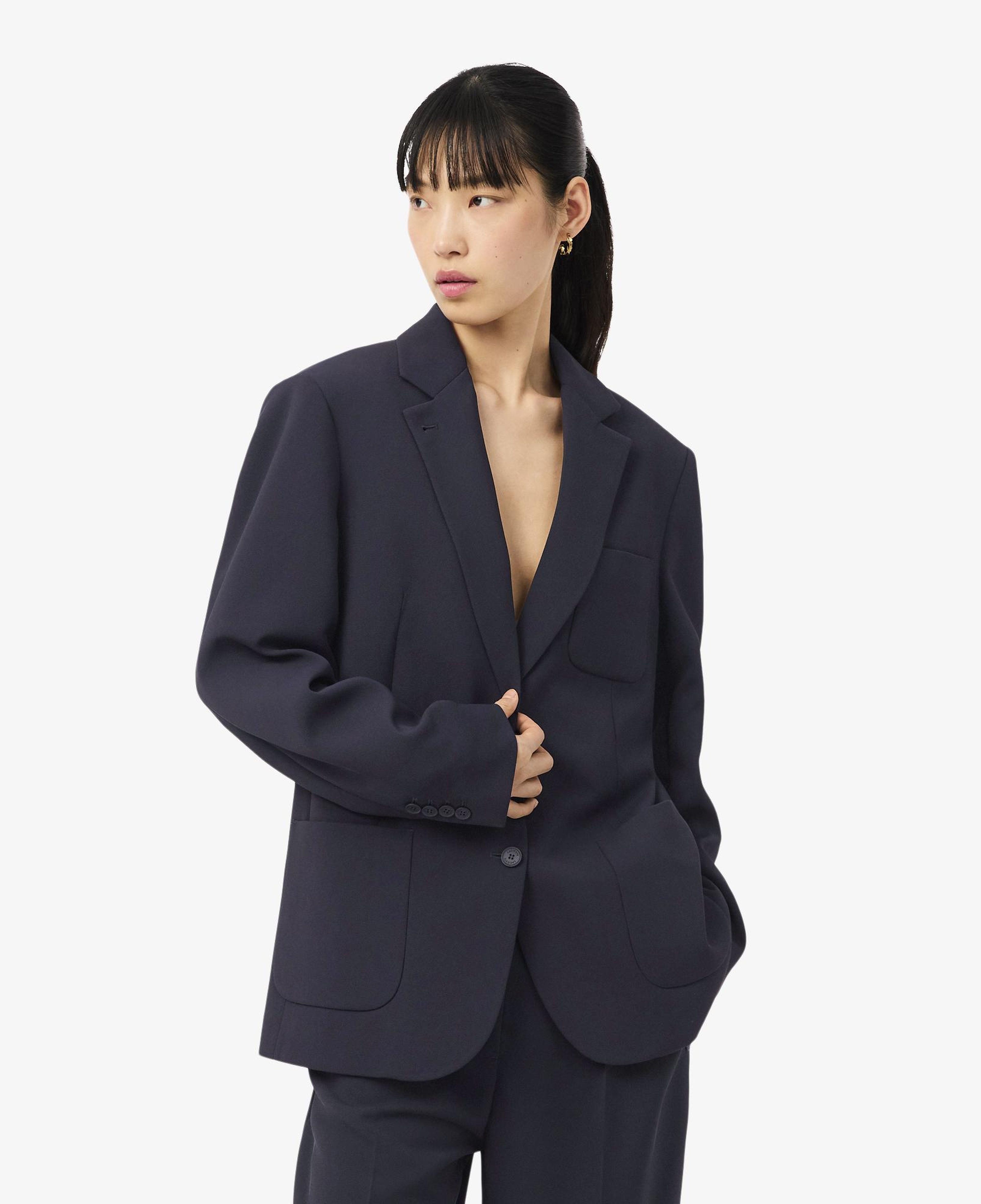 Kadın Relaxed Fit Lacivert Blazer Ceket