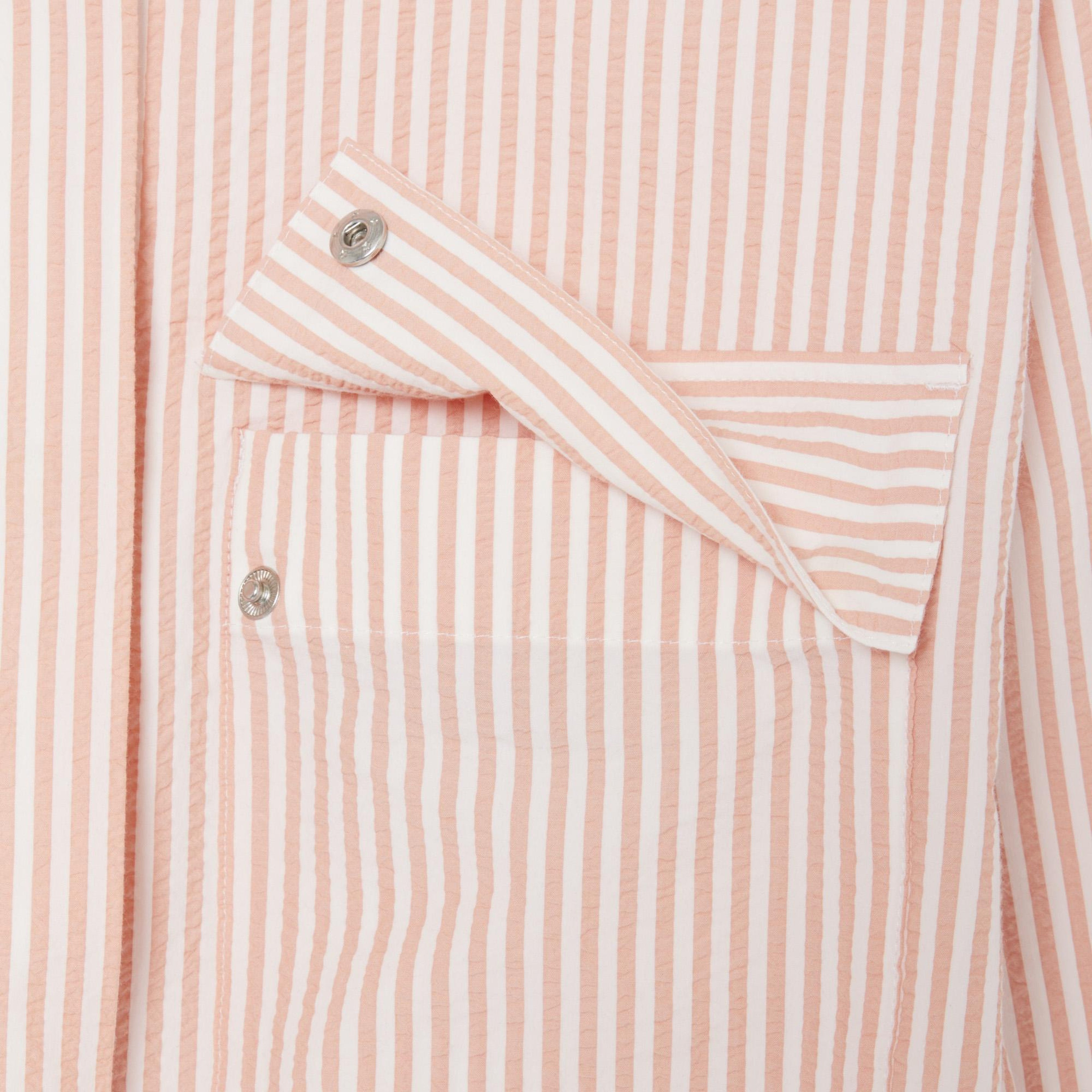 Kadın Relaxed Fit Çizgili Pembe Ceket
