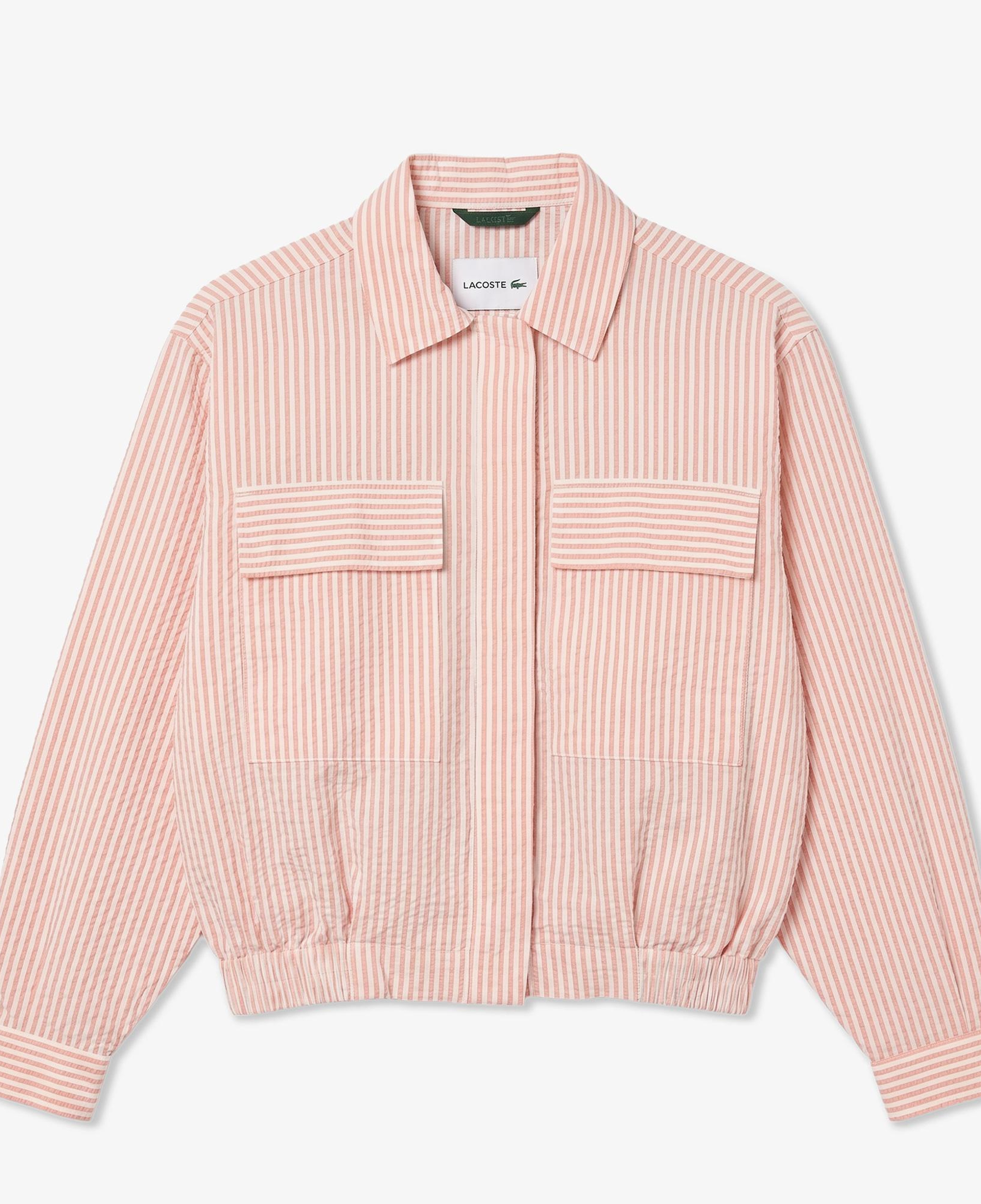 Kadın Relaxed Fit Çizgili Pembe Ceket