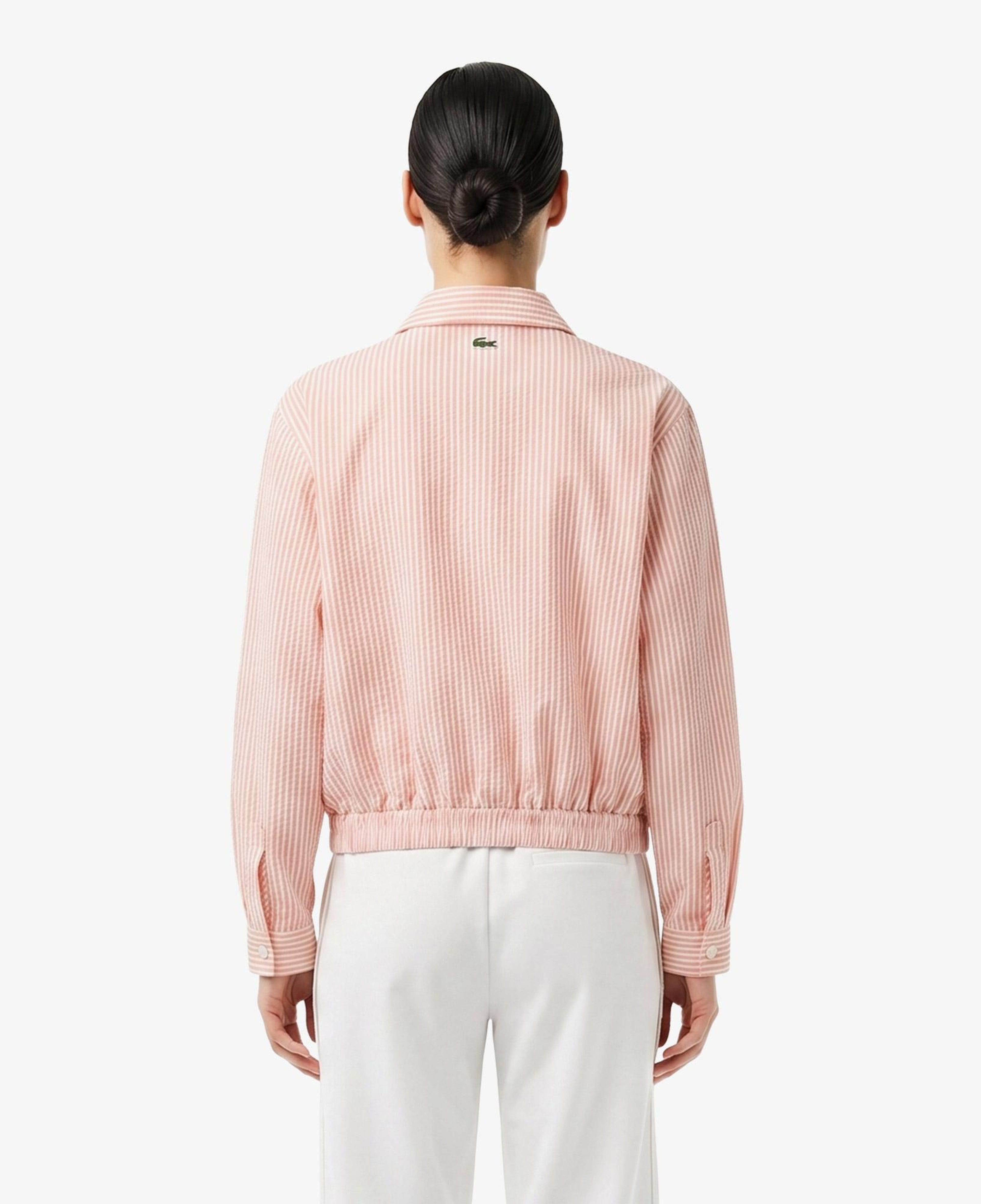 Kadın Relaxed Fit Çizgili Pembe Ceket