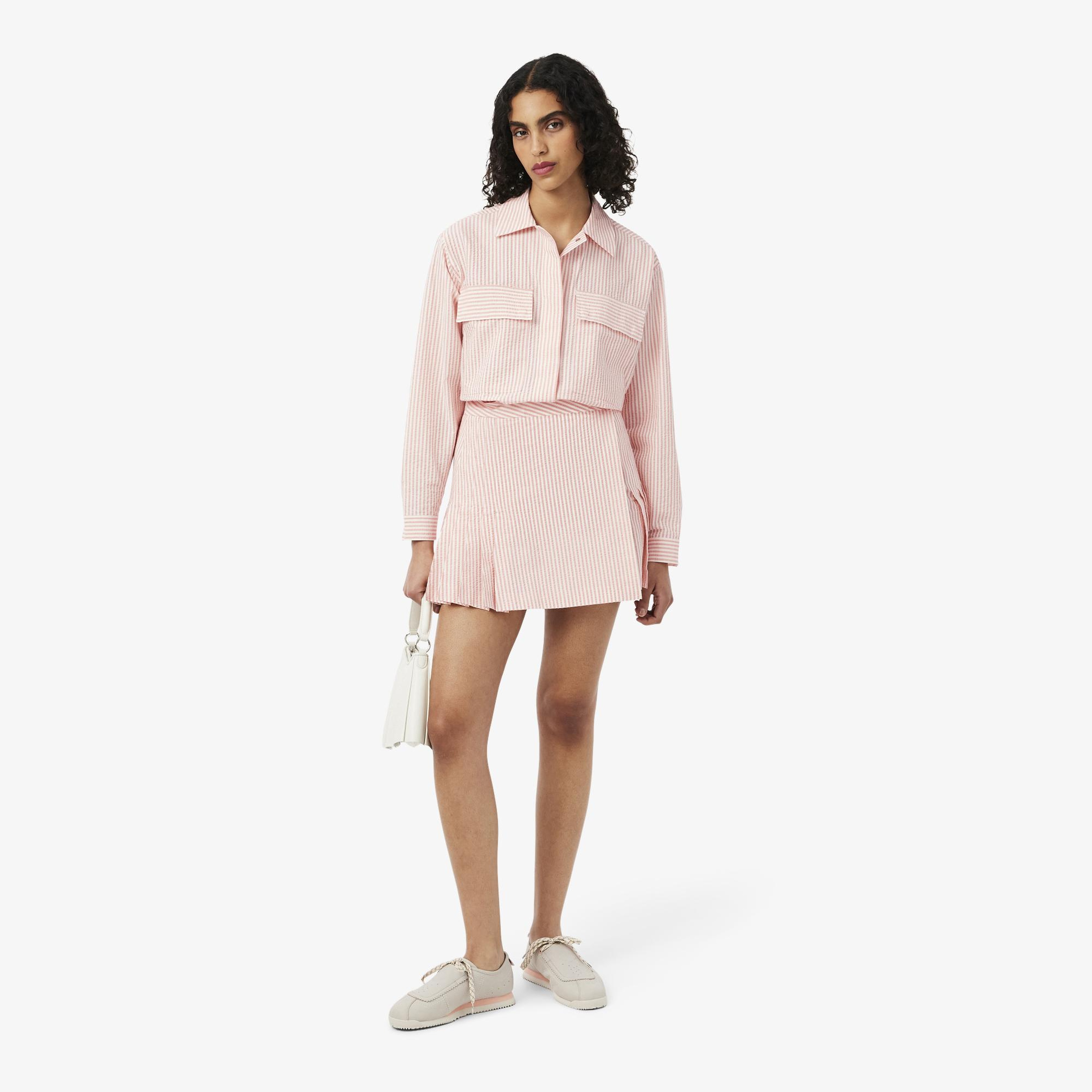 Kadın Çizgili Pembe Etek