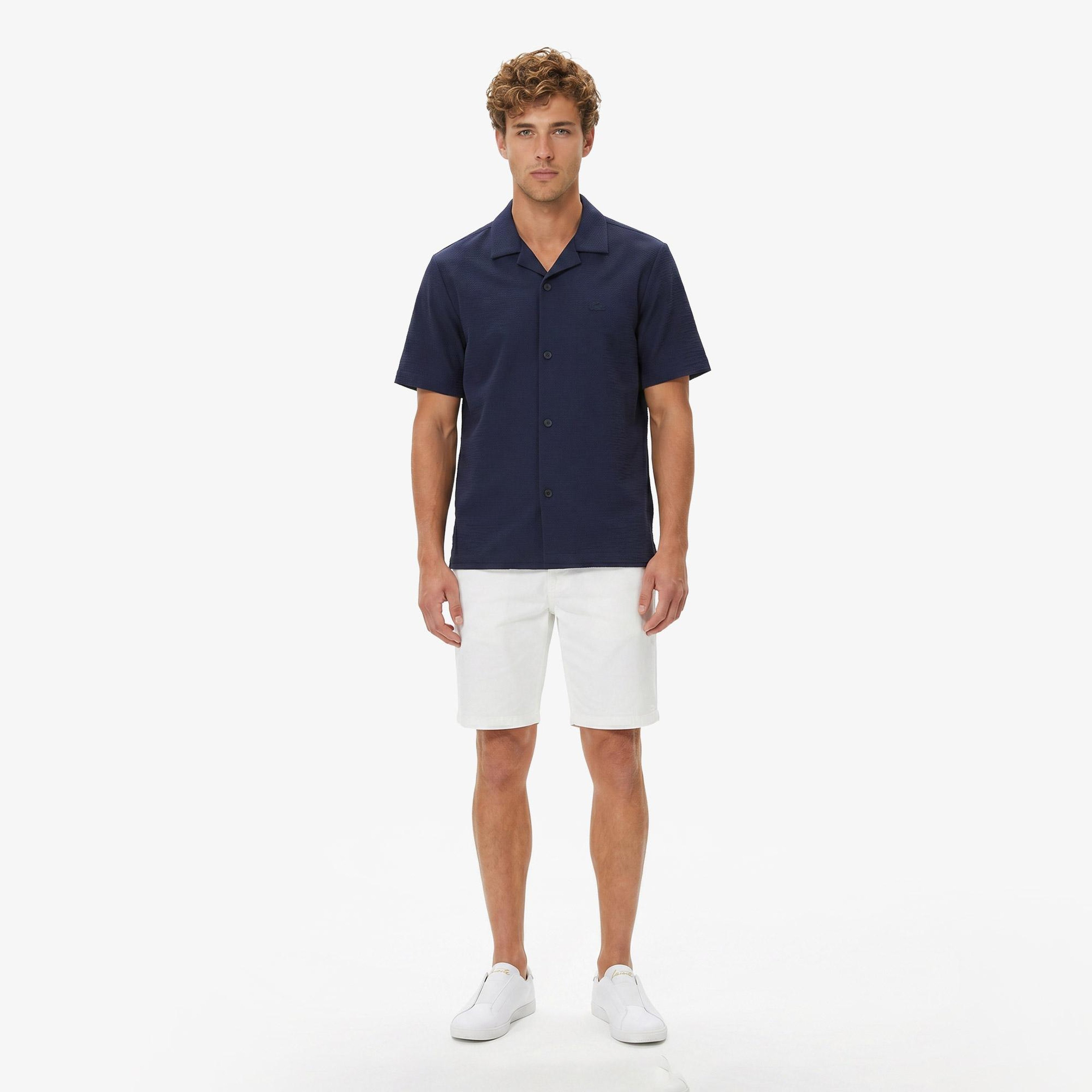 Erkek Relaxed Fit Kısa Kollu Lacivert Gömlek