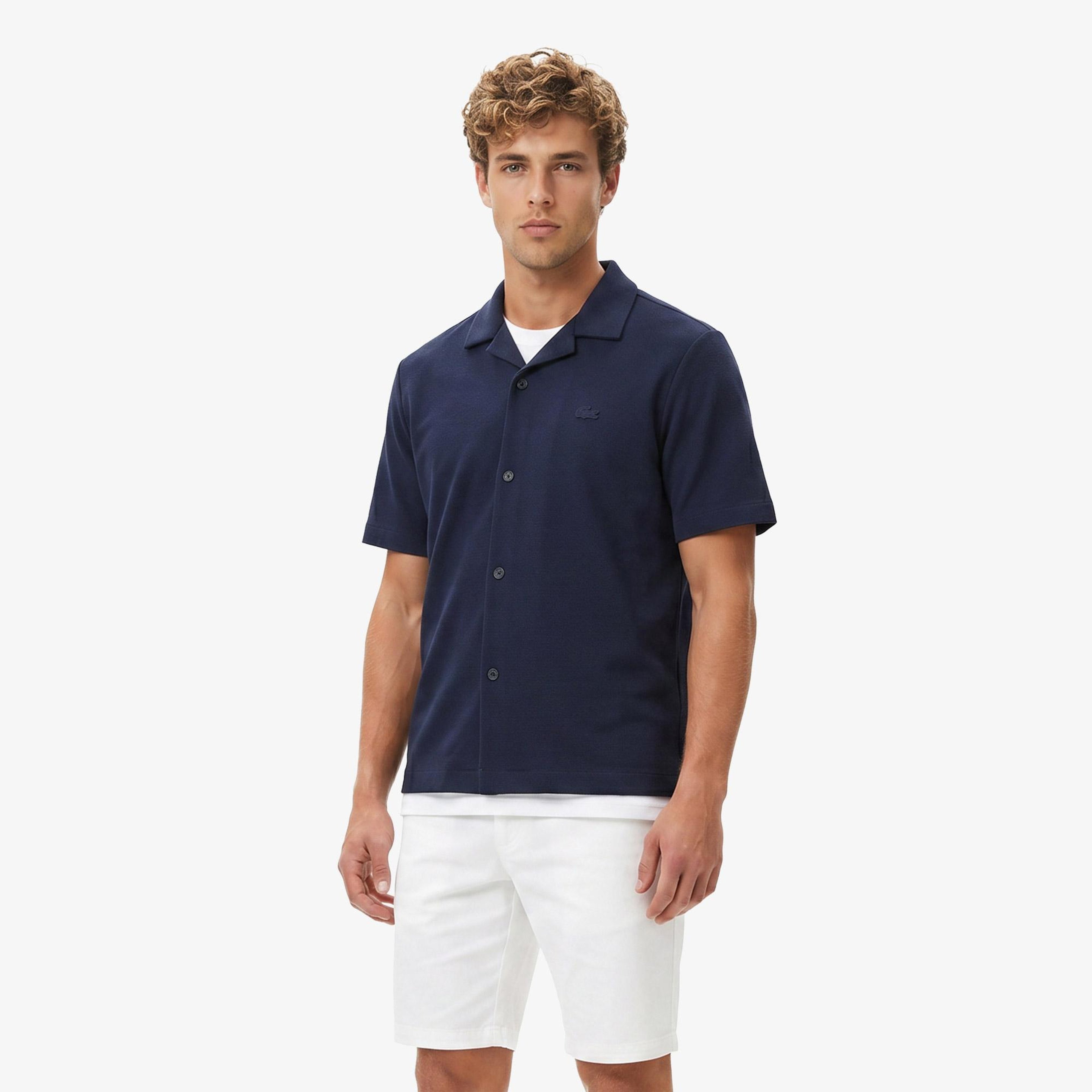 Erkek Relaxed Fit Kısa Kollu Lacivert Gömlek