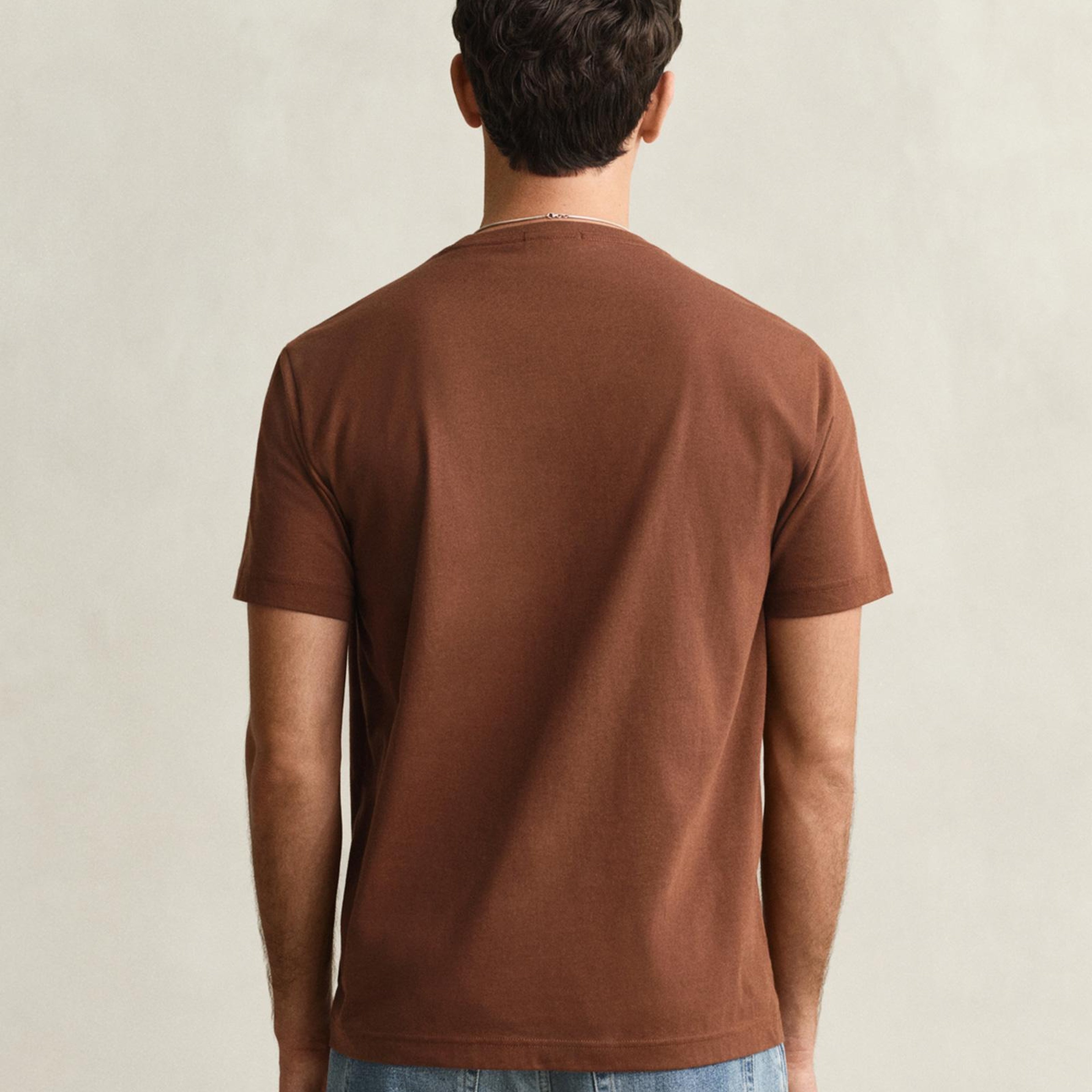 GANT Erkek Kahverengi Bisiklet Yaka Regular Fit Logolu T-Shirt