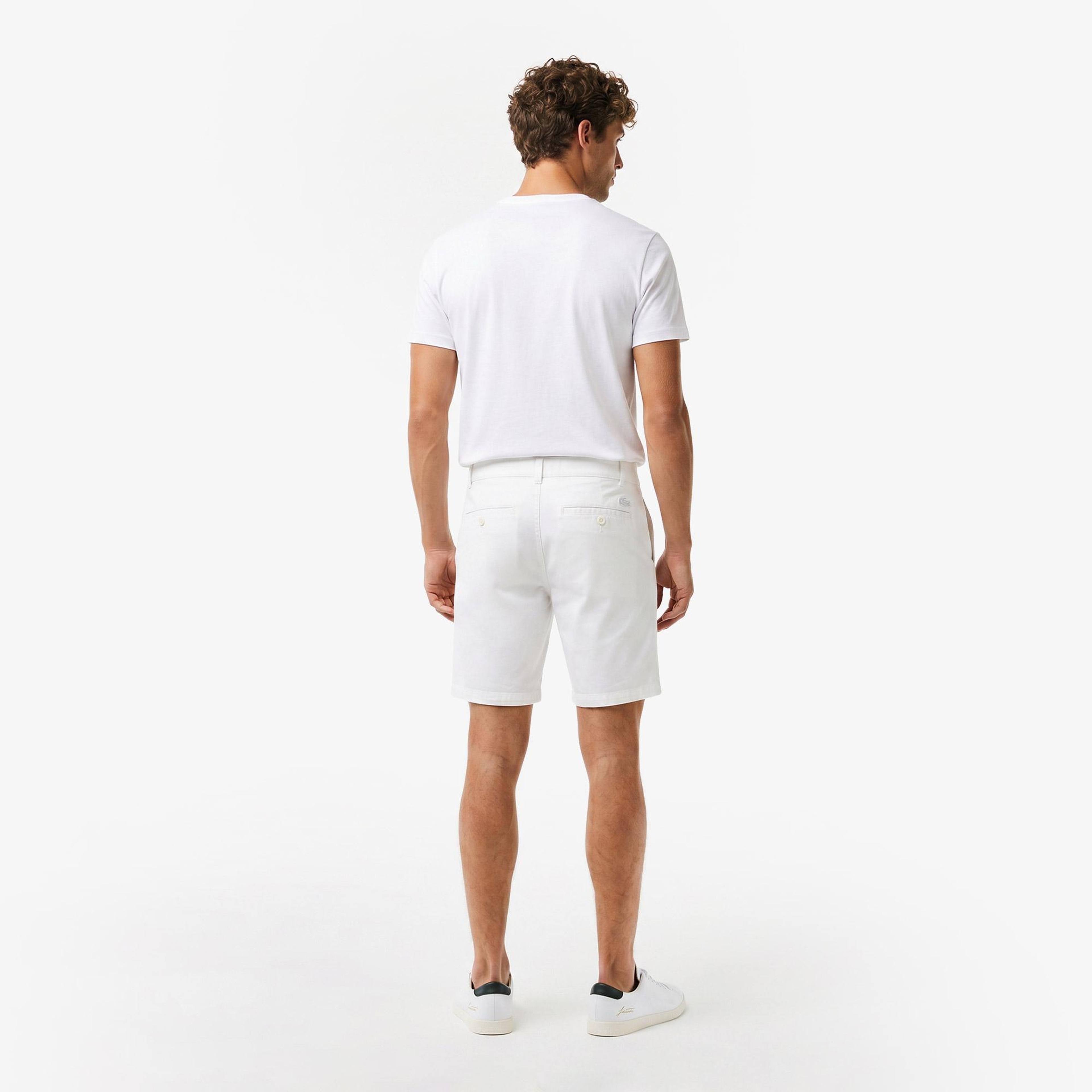 Erkek Slim Fit Beyaz Bermuda Şort
