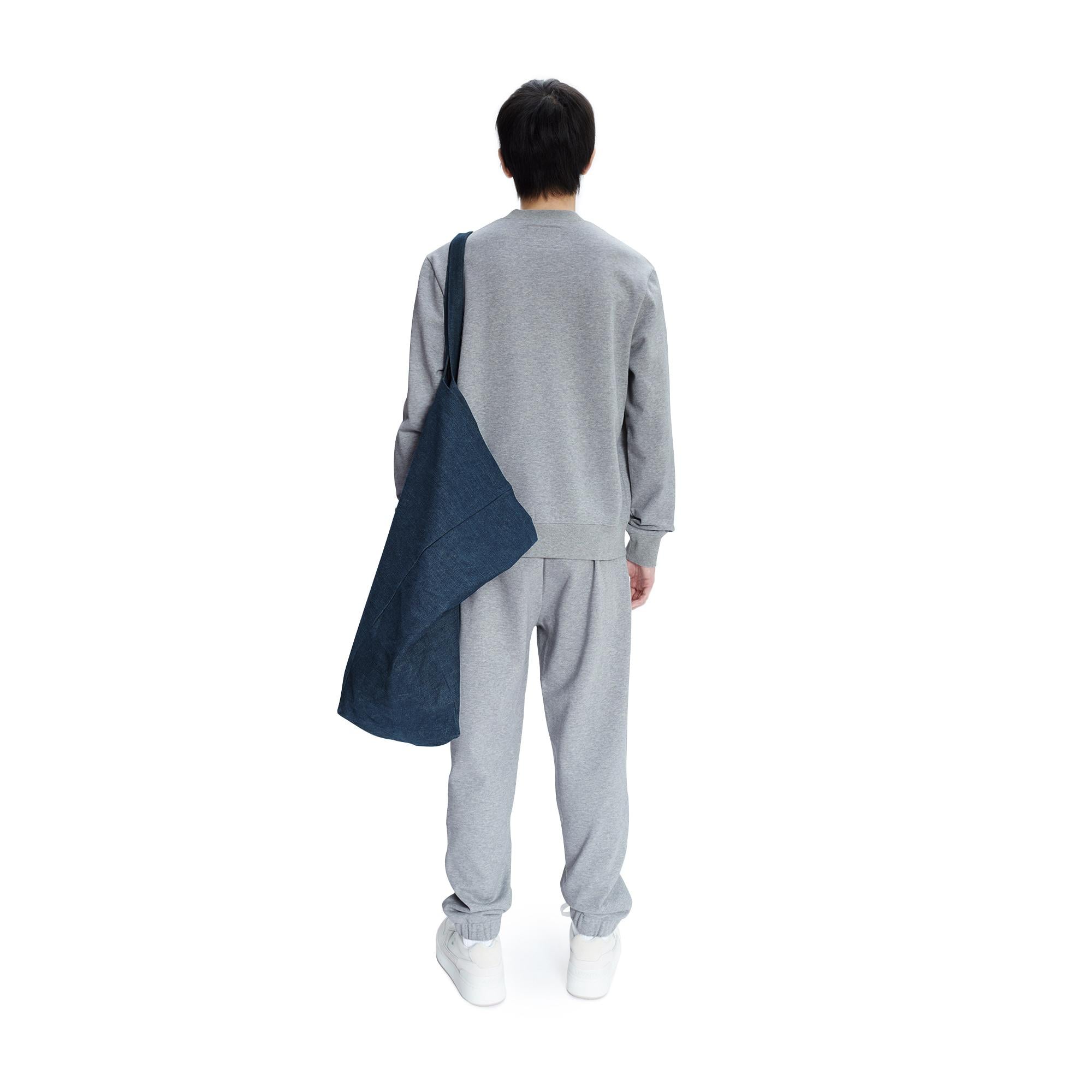 Lacoste X A.P.C Unisex Relaxed Fit Bisiklet Yaka Baskılı Gri Sweatshirt