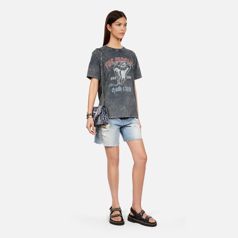 KADIN GRİ BASKILI T-SHIRT