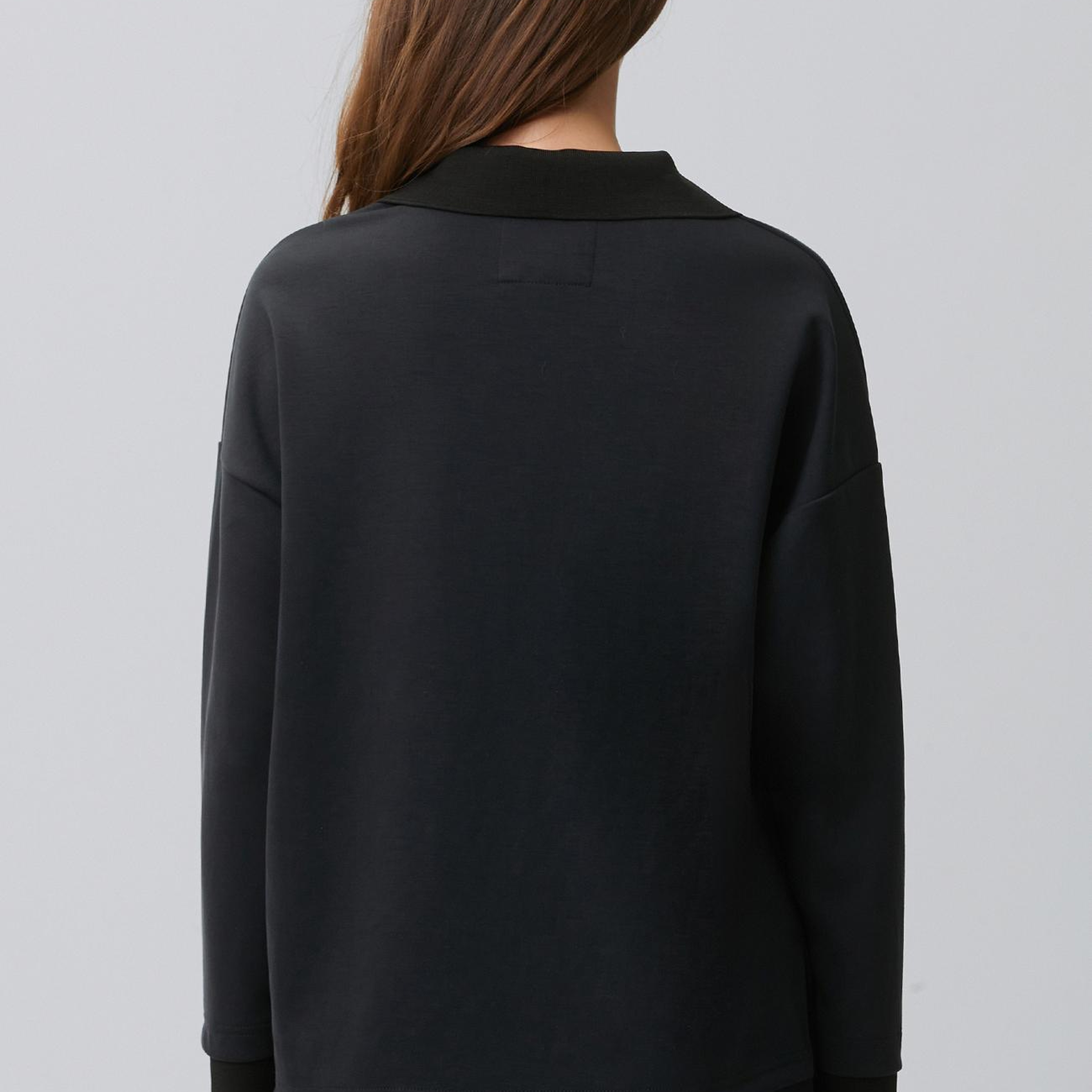 Network Kadın Siyah Modal Karışımlı Ribanalı Sweatshirt