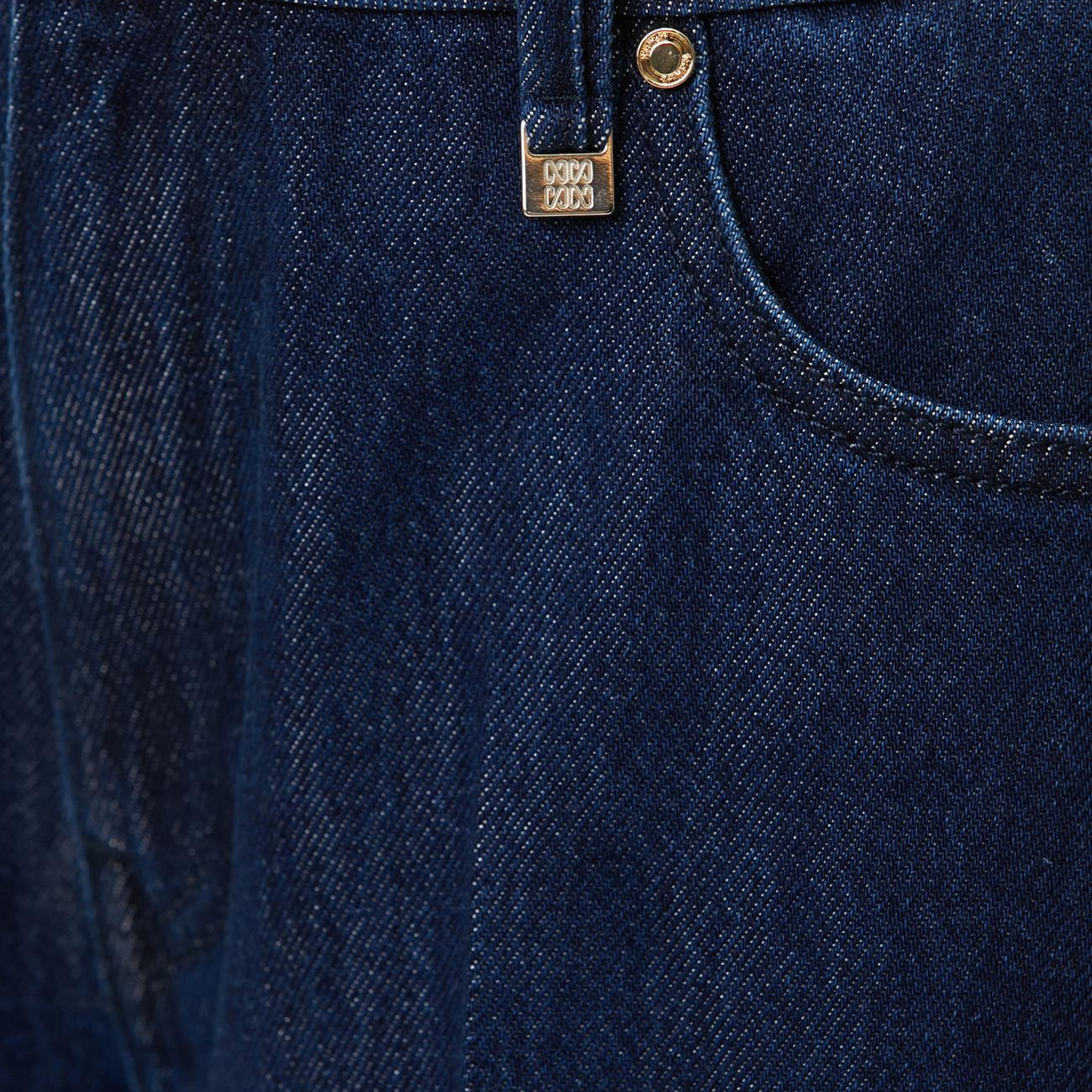 Network Kadın İndigo Mid Waist Wide Leg Ütü İzli Denim Pantolon