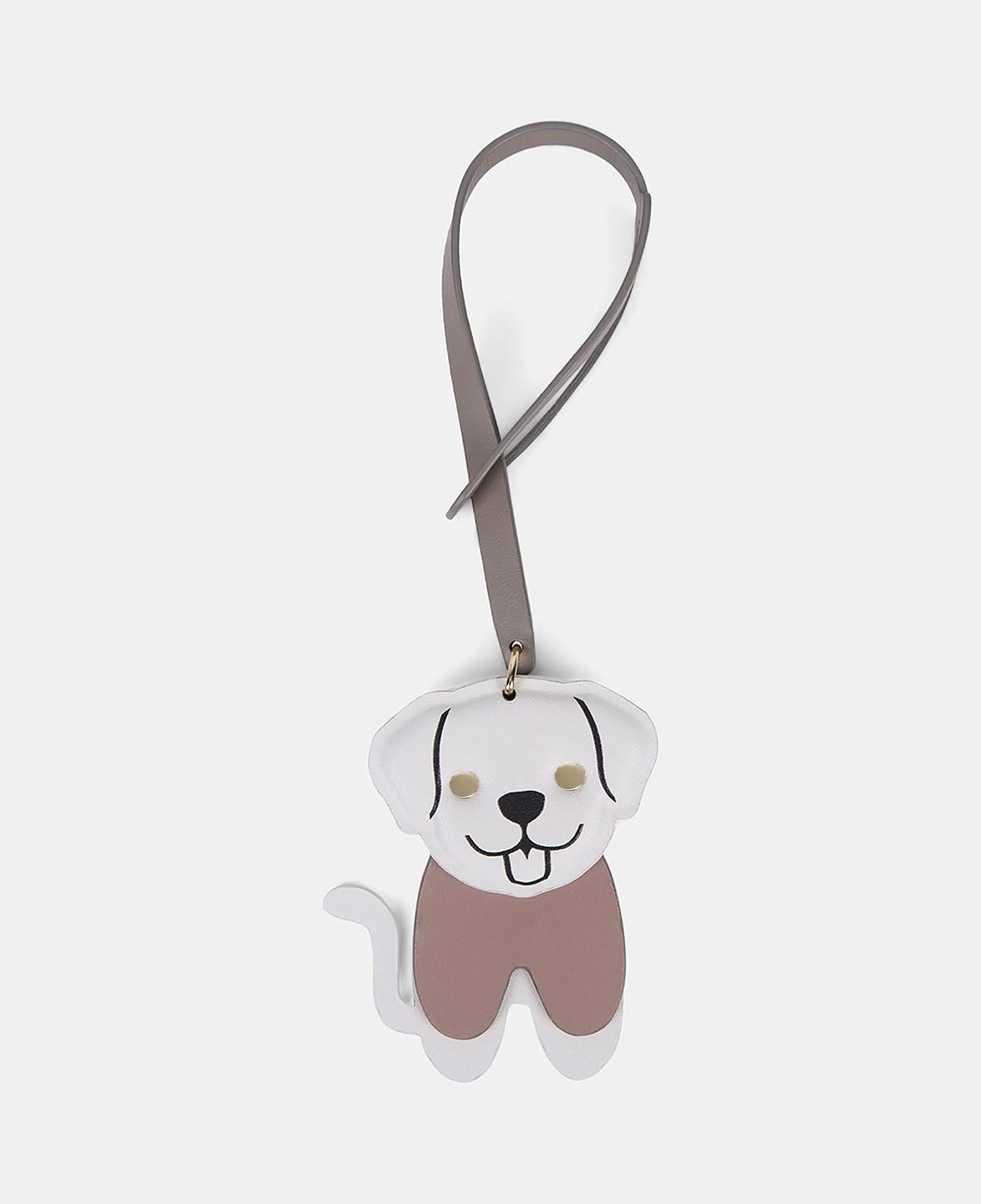 Beyaz Köpek Figürlü Deri Charm