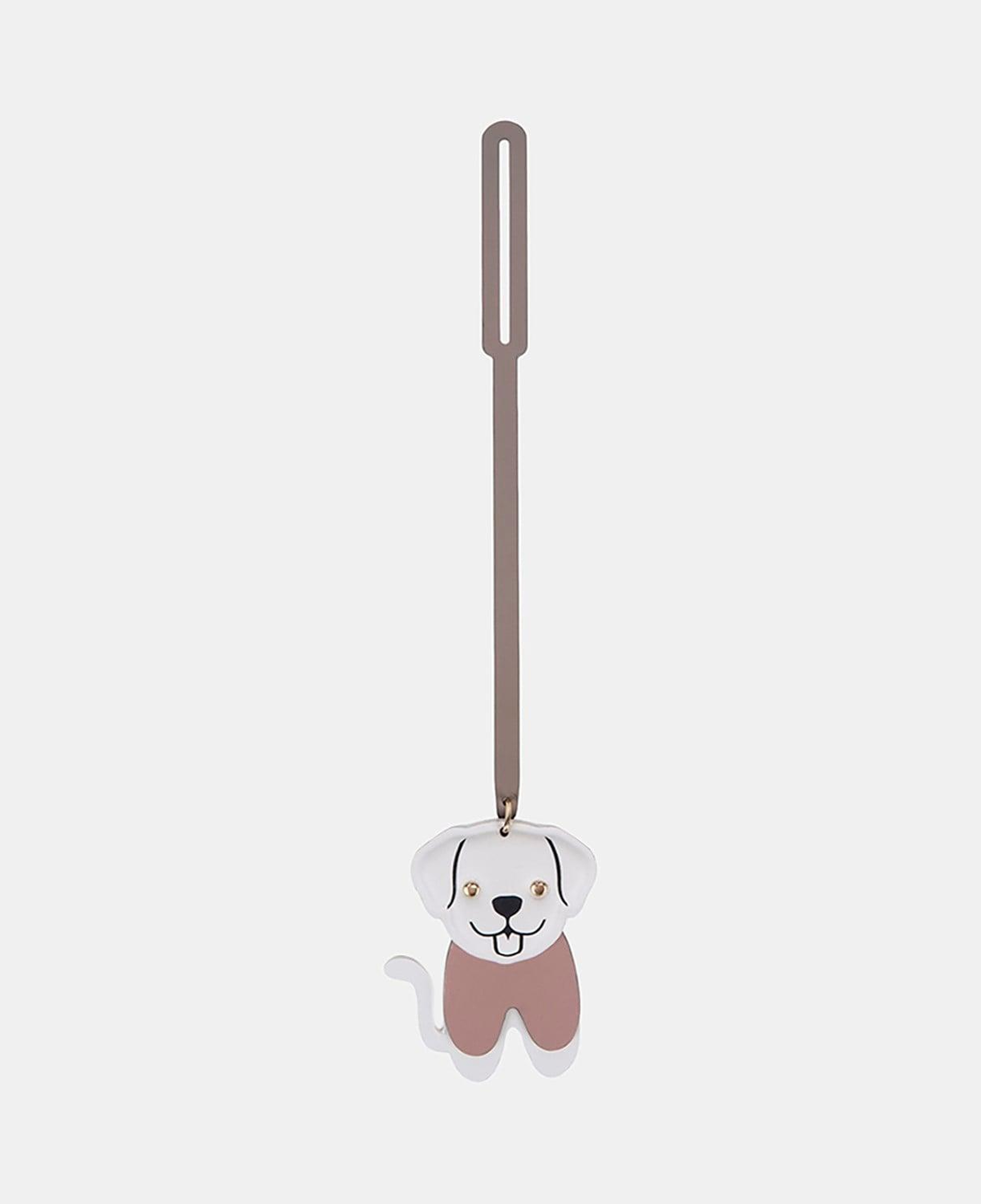 Beyaz Köpek Figürlü Deri Charm