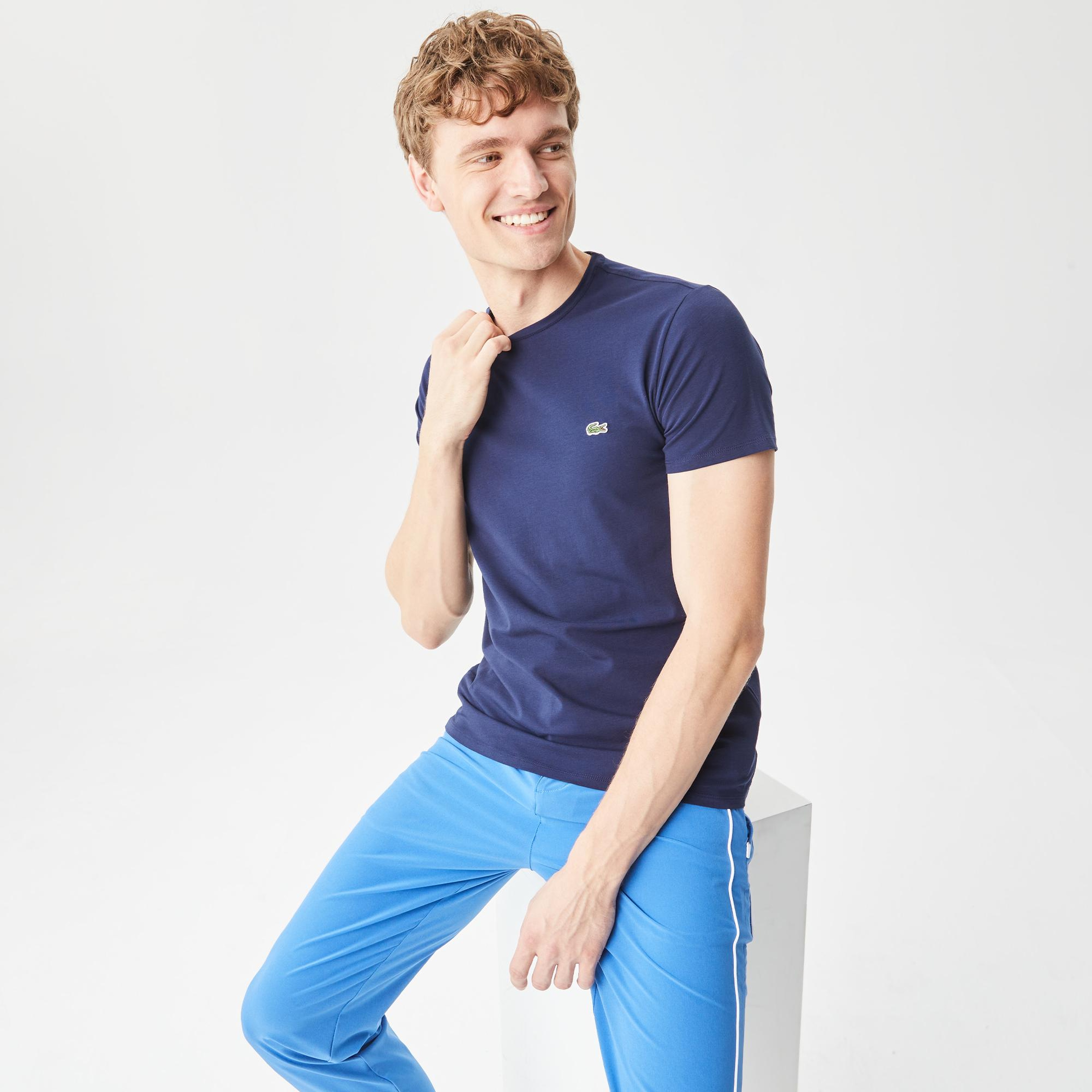 Erkek Slim Fit Bisiklet Yaka Lacivert T-Shirt