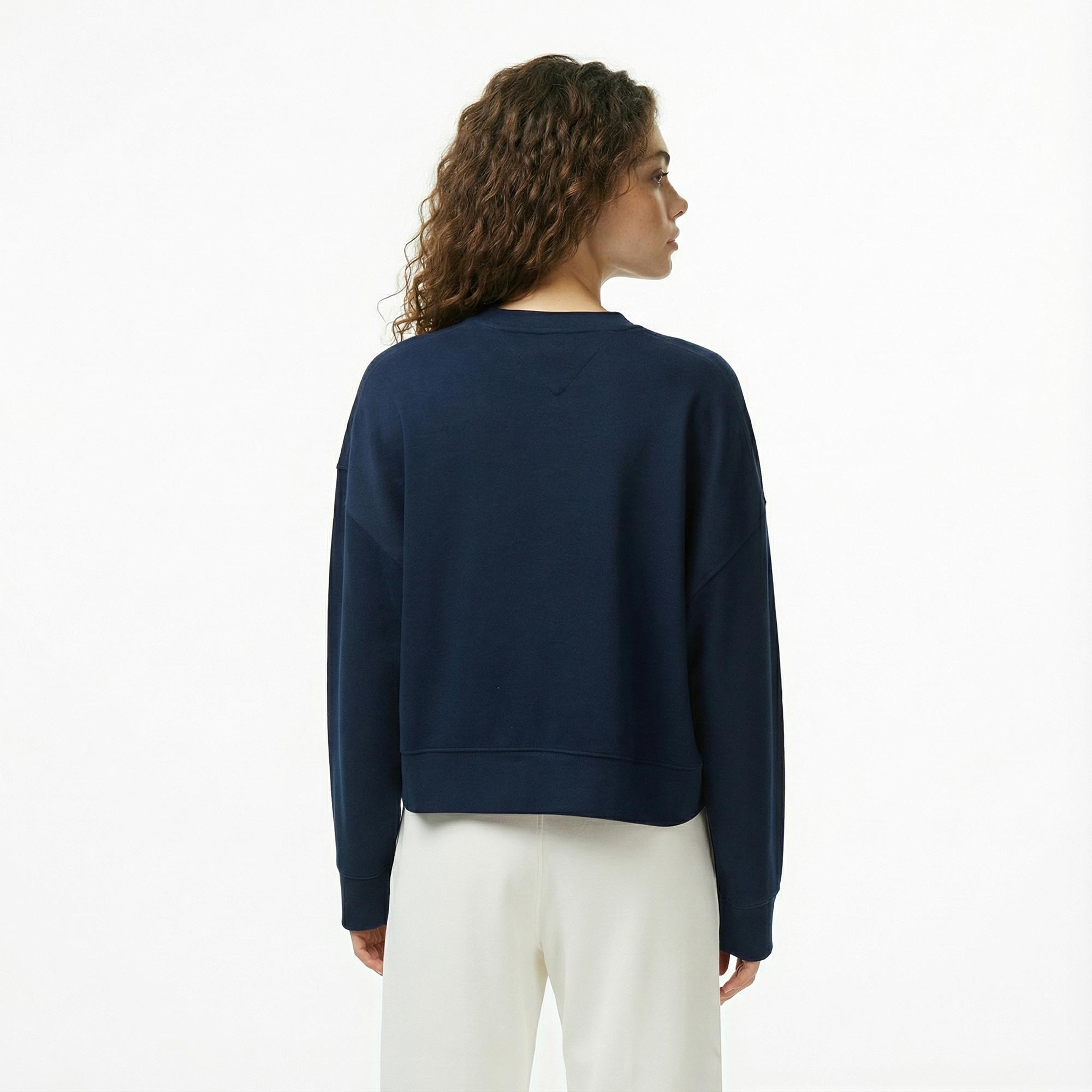 Tommy Hilfiger Script Pique Kadın Lacivert Sweatshirt